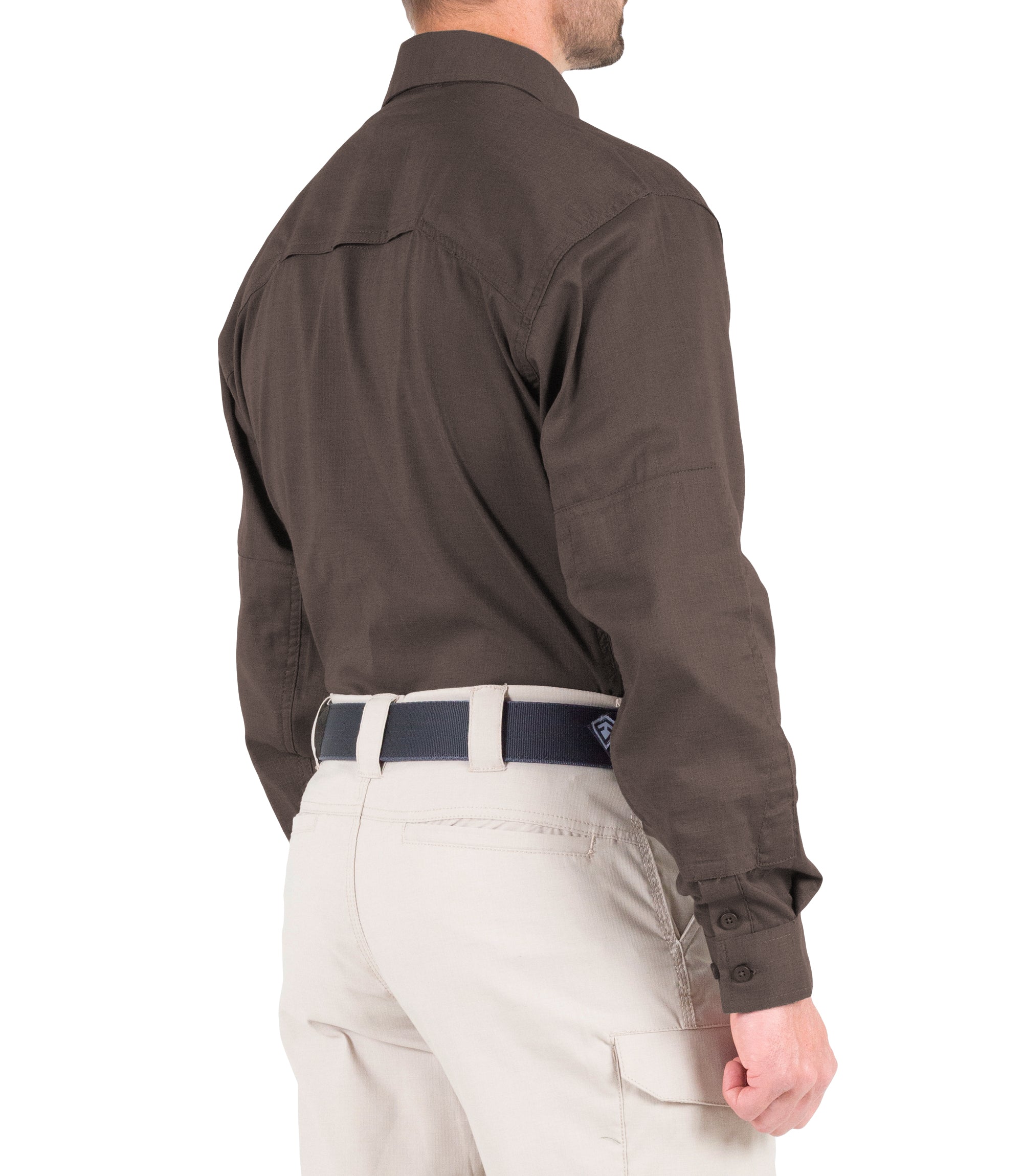 Side of Men's V2 Tactical Long Sleeve Shirt in Kodiak Brown |color_kodiak brown