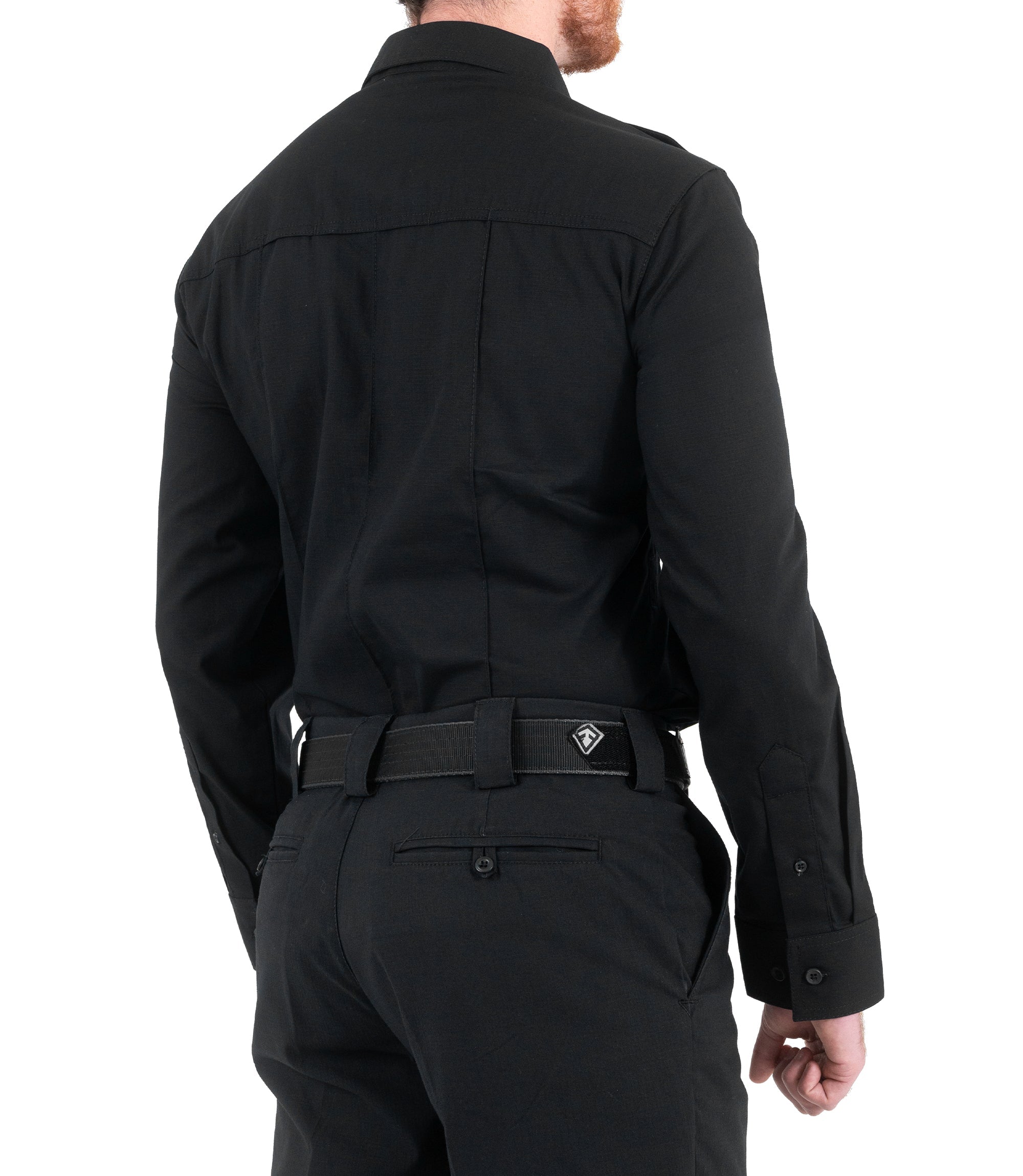 Side of Men's Pro Duty Uniform Shirt in Black |color_black