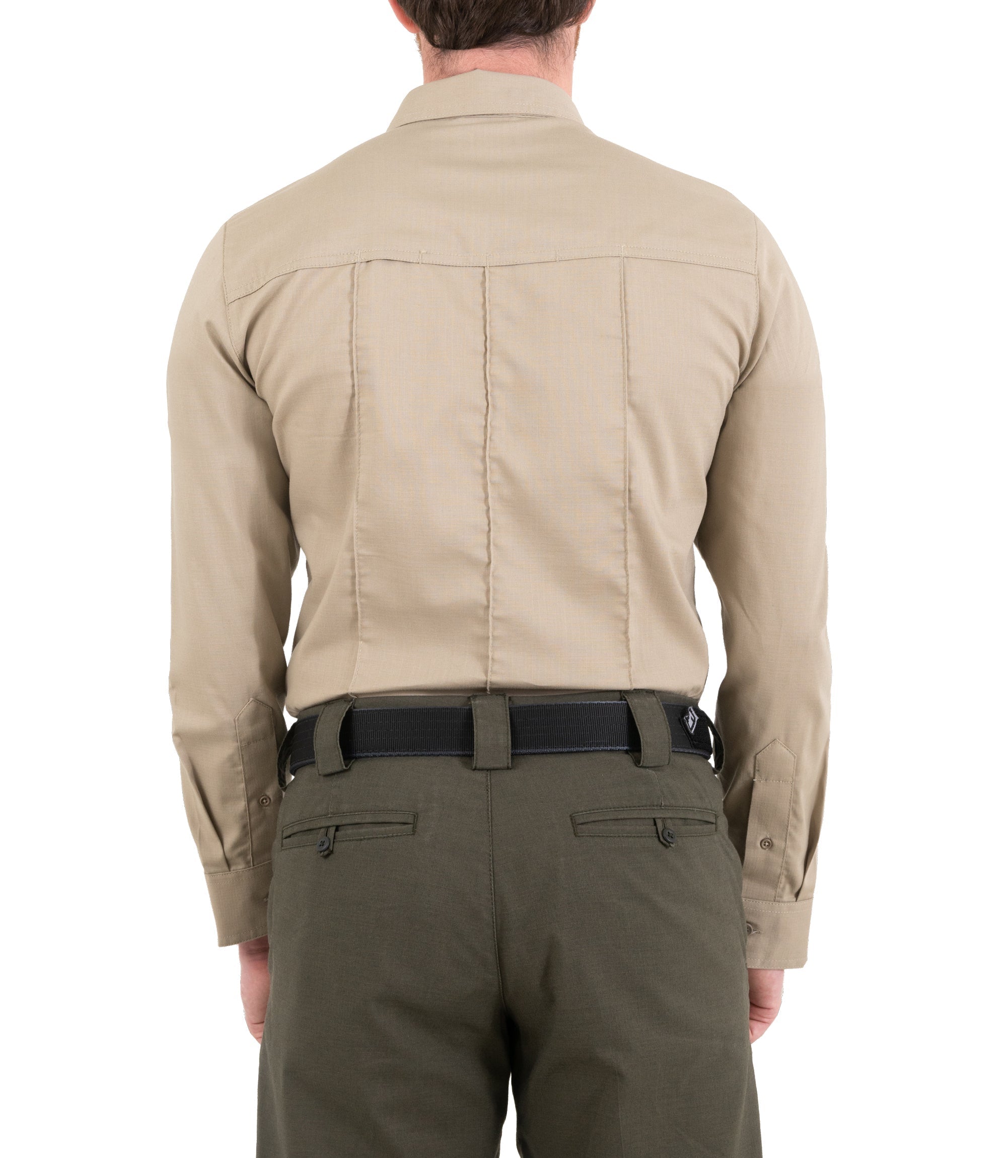 Back of Men's Pro Duty Uniform Shirt in Silver Tan |color_silver tan