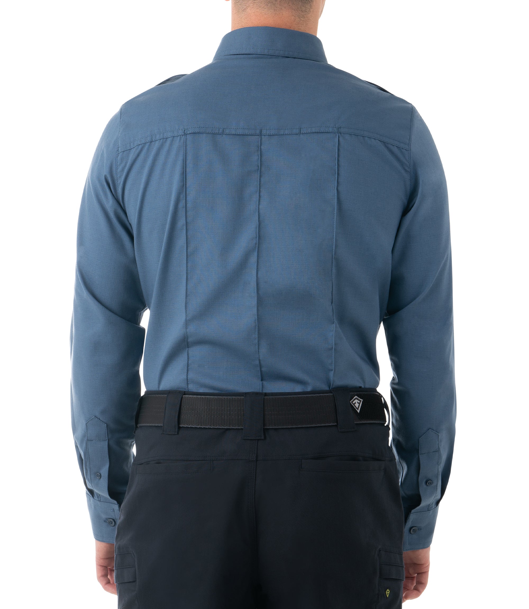 Back of Men's Pro Duty Uniform Shirt in French Blue |color_french blue
