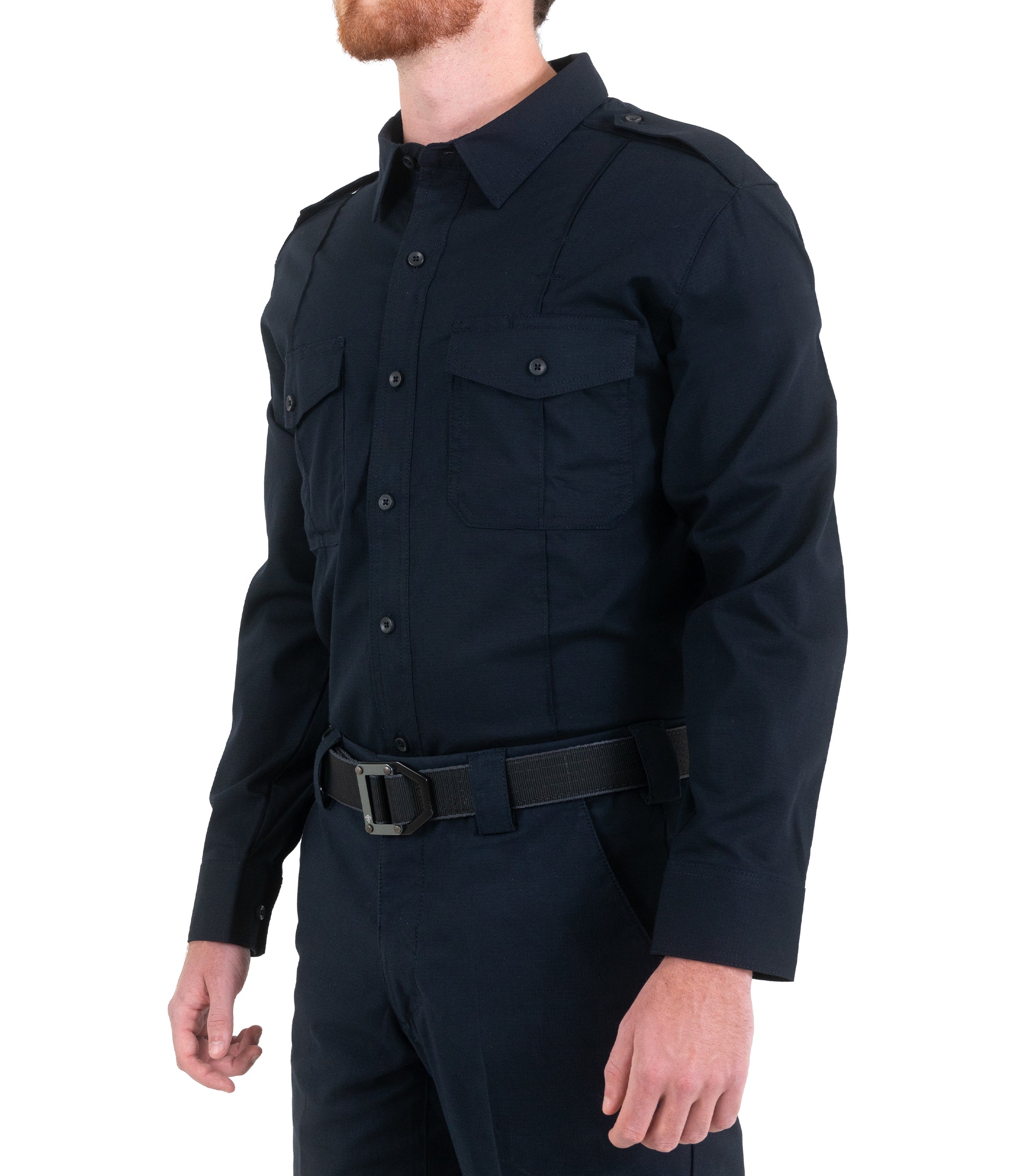 Side of Men's Pro Duty Uniform Shirt in Midnight Navy |color_midnight navy