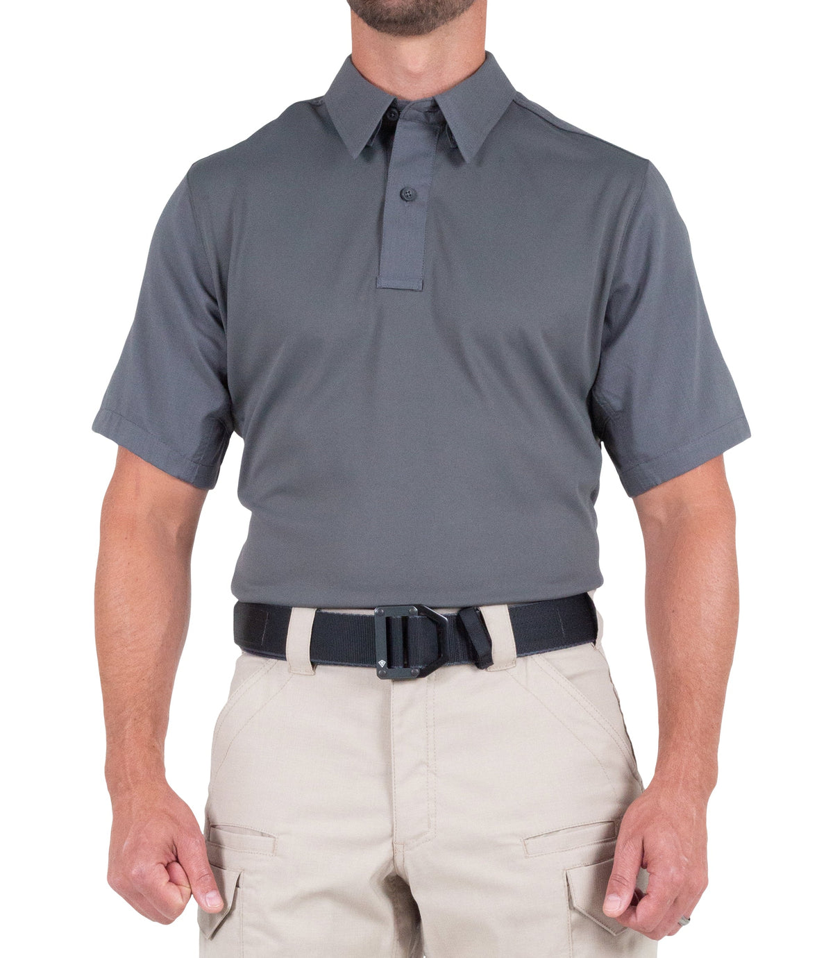 Front of Men's V2 Pro Performance Short Sleeve Shirt in Wolf Grey |color_wolf grey