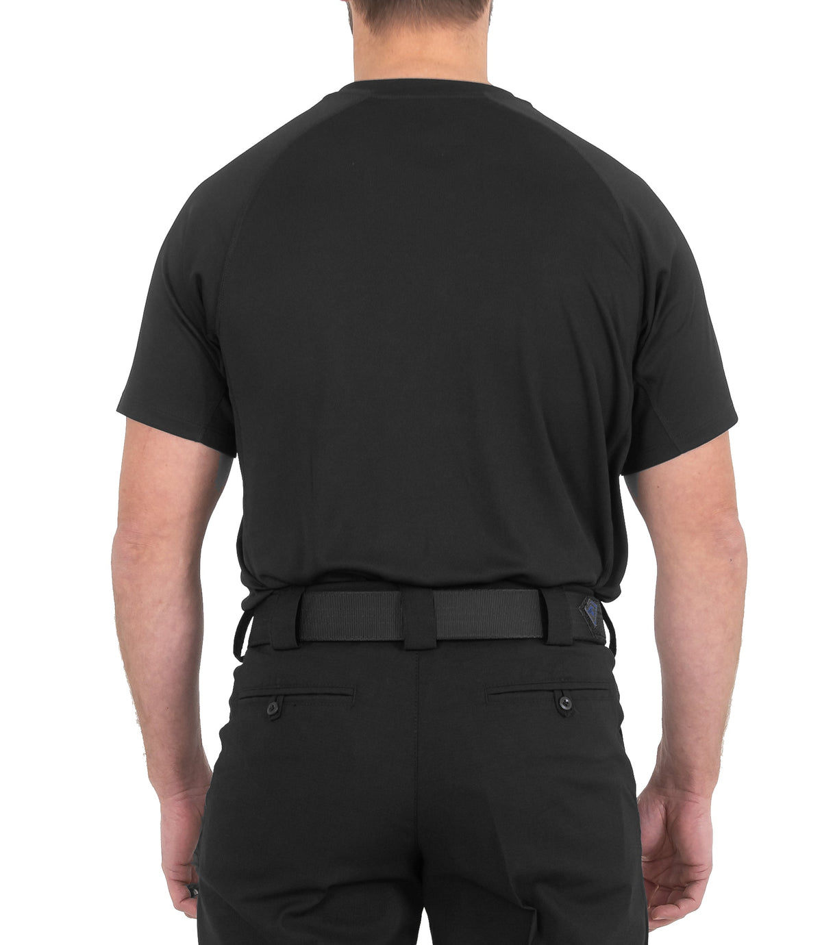 Back of Mens Performance Short Sleeve T-Shirt in Black |color_black
