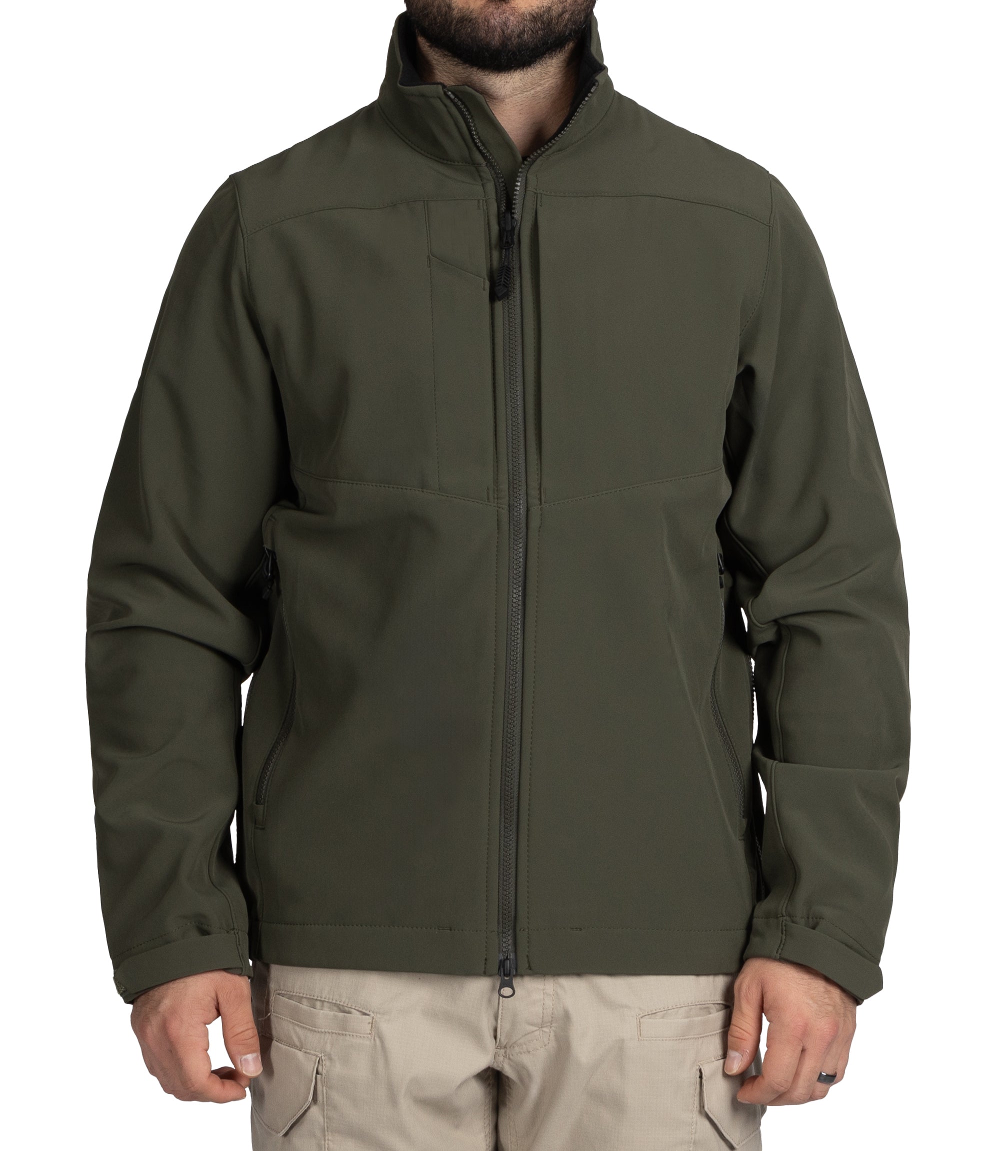 Front of Men's Tactix Softshell Parka in OD Green |color_od green