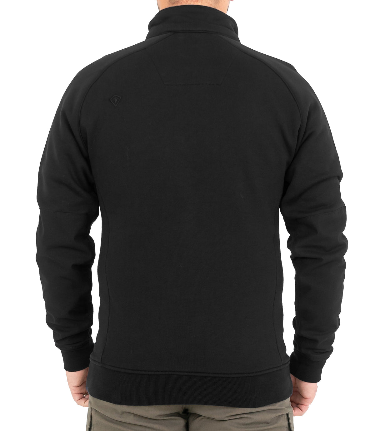 Back of Mens Cotton Job Shirt Quarter Zip in Black |color_black