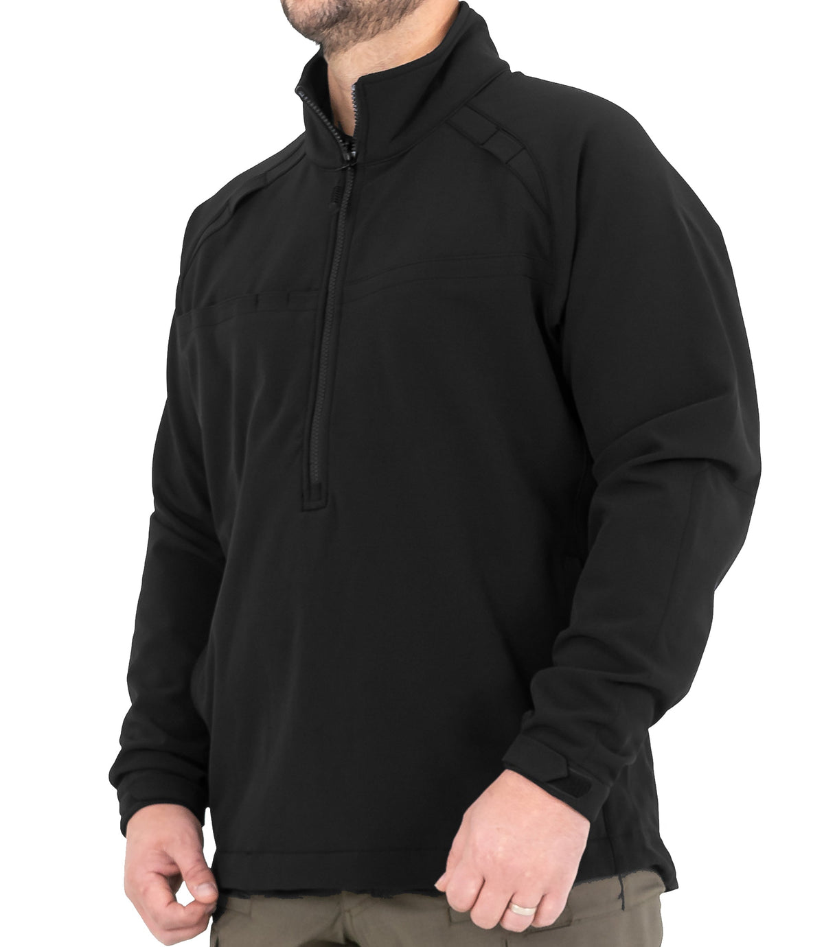 Side of Mens Tactix Softshell Pullover in Black |color_black