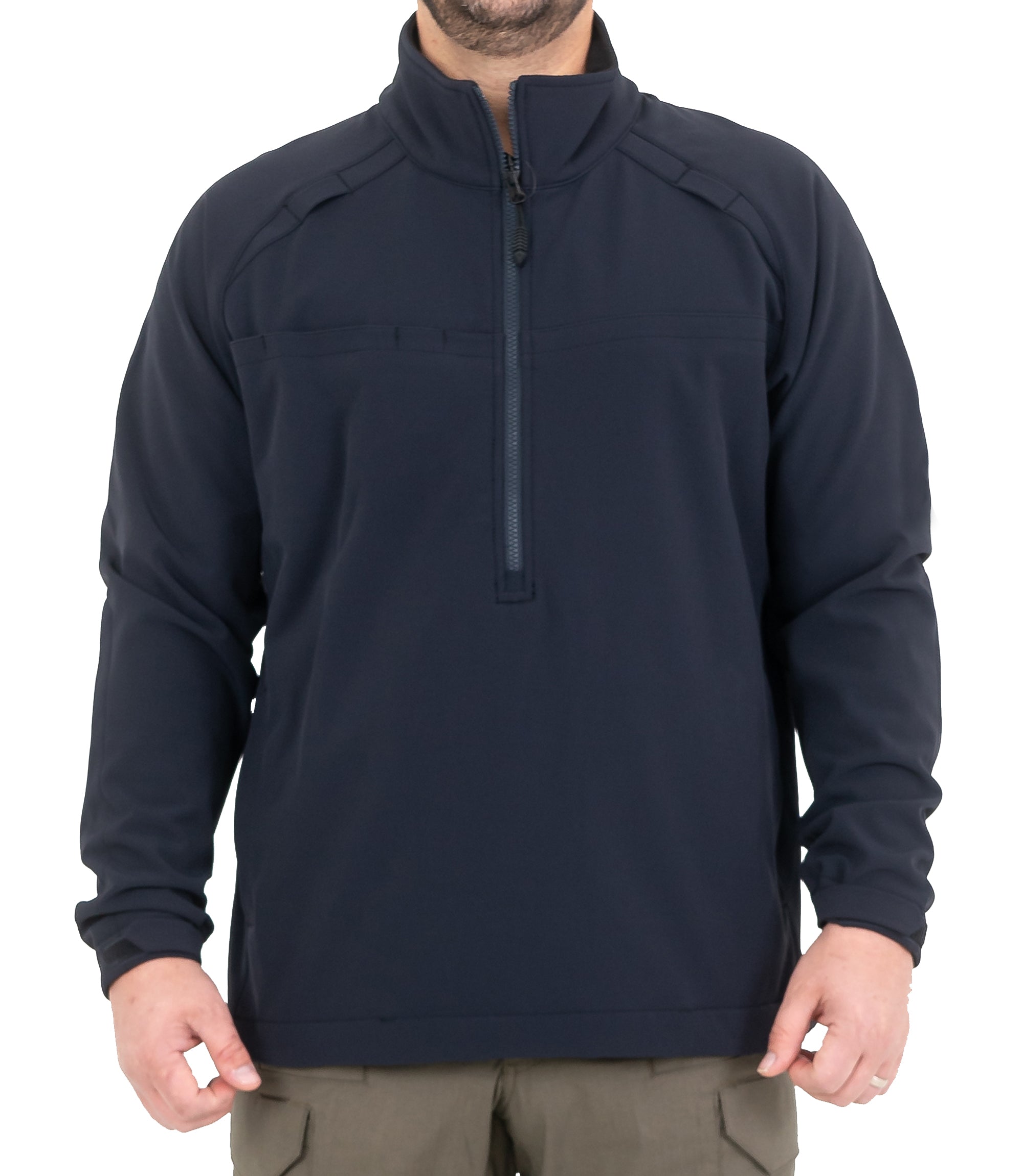 Front of Mens Tactix Softshell Pullover in Midnight Navy |color_midnight navy