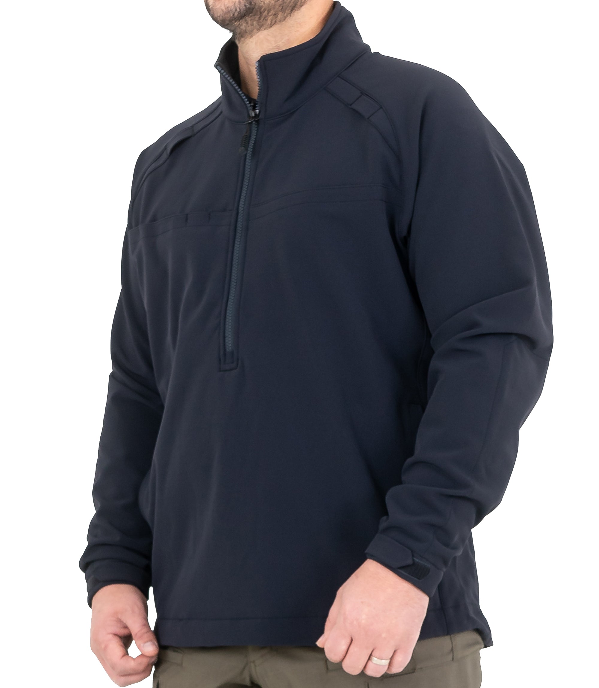 Side of Mens Tactix Softshell Pullover in Midnight Navy |color_midnight navy