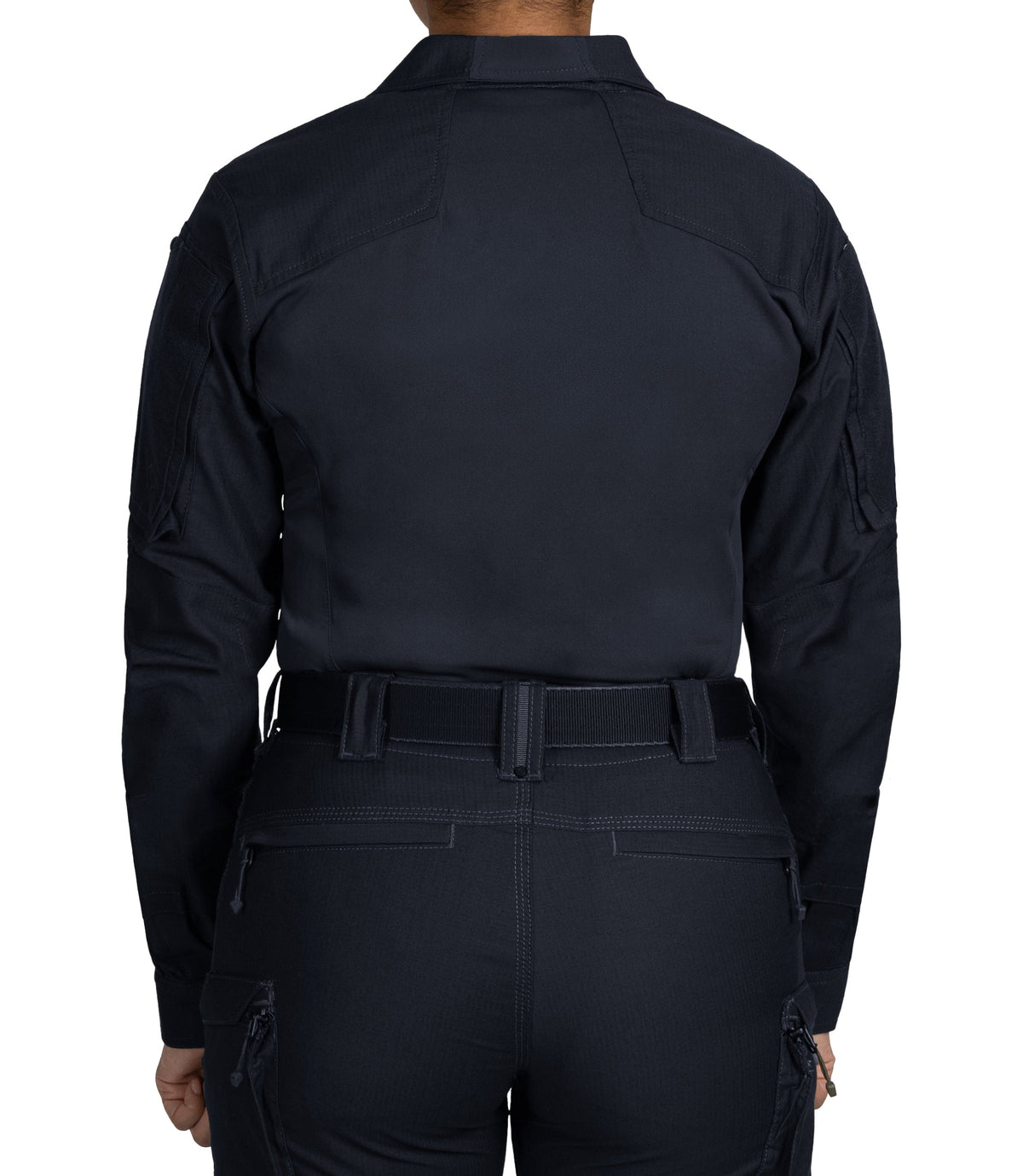 Back of Women's Defender Shirt in Midnight Navy |color_midnight navy