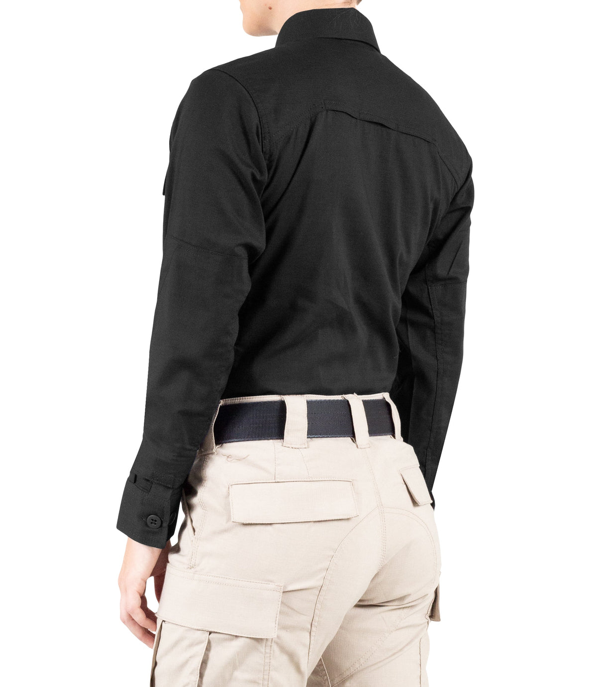 Side of Women's V2 BDU Long Sleeve Shirt in Black |color_black