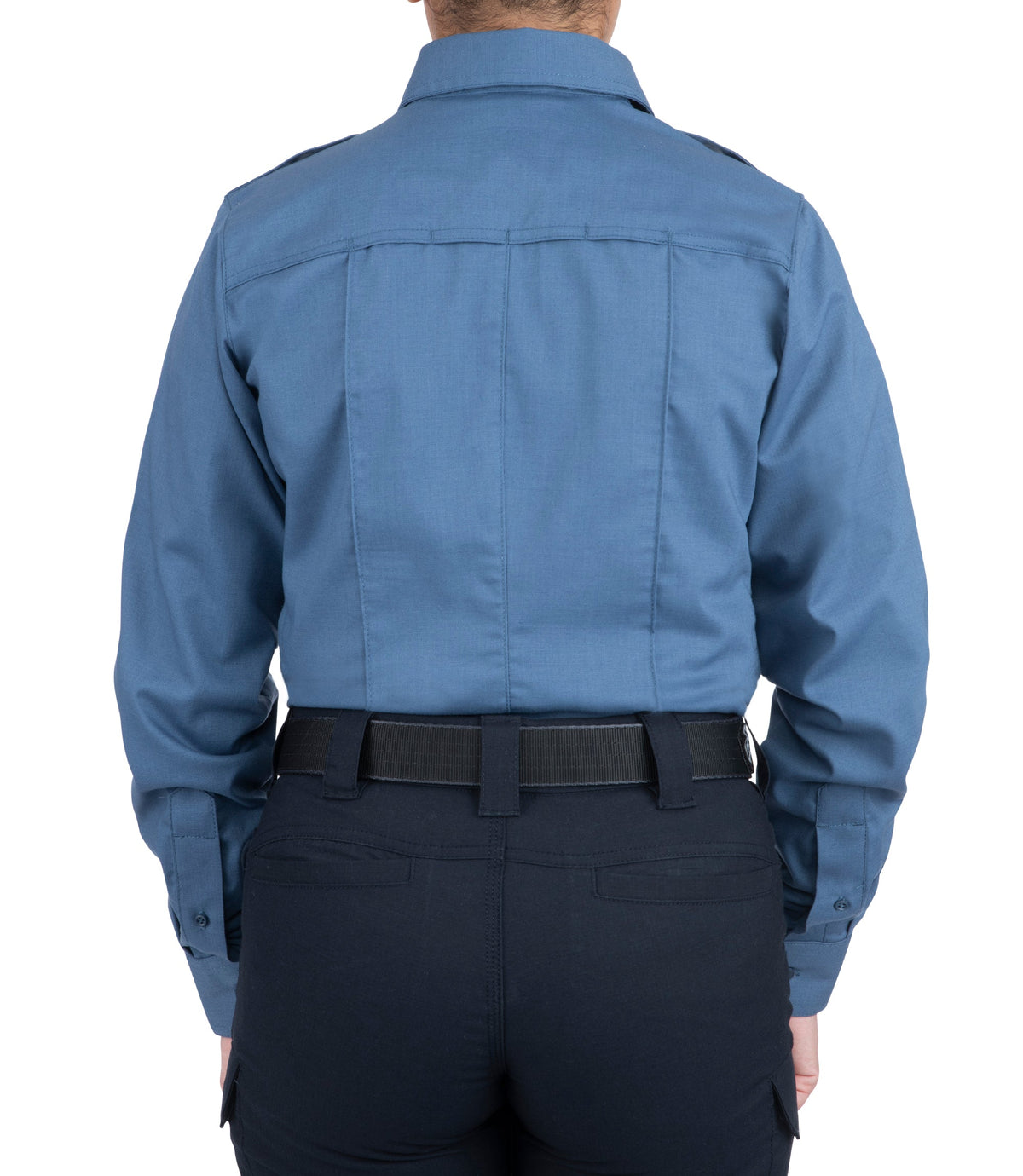 Back of Women's Pro Duty Uniform Shirt in French Blue |color_french blue