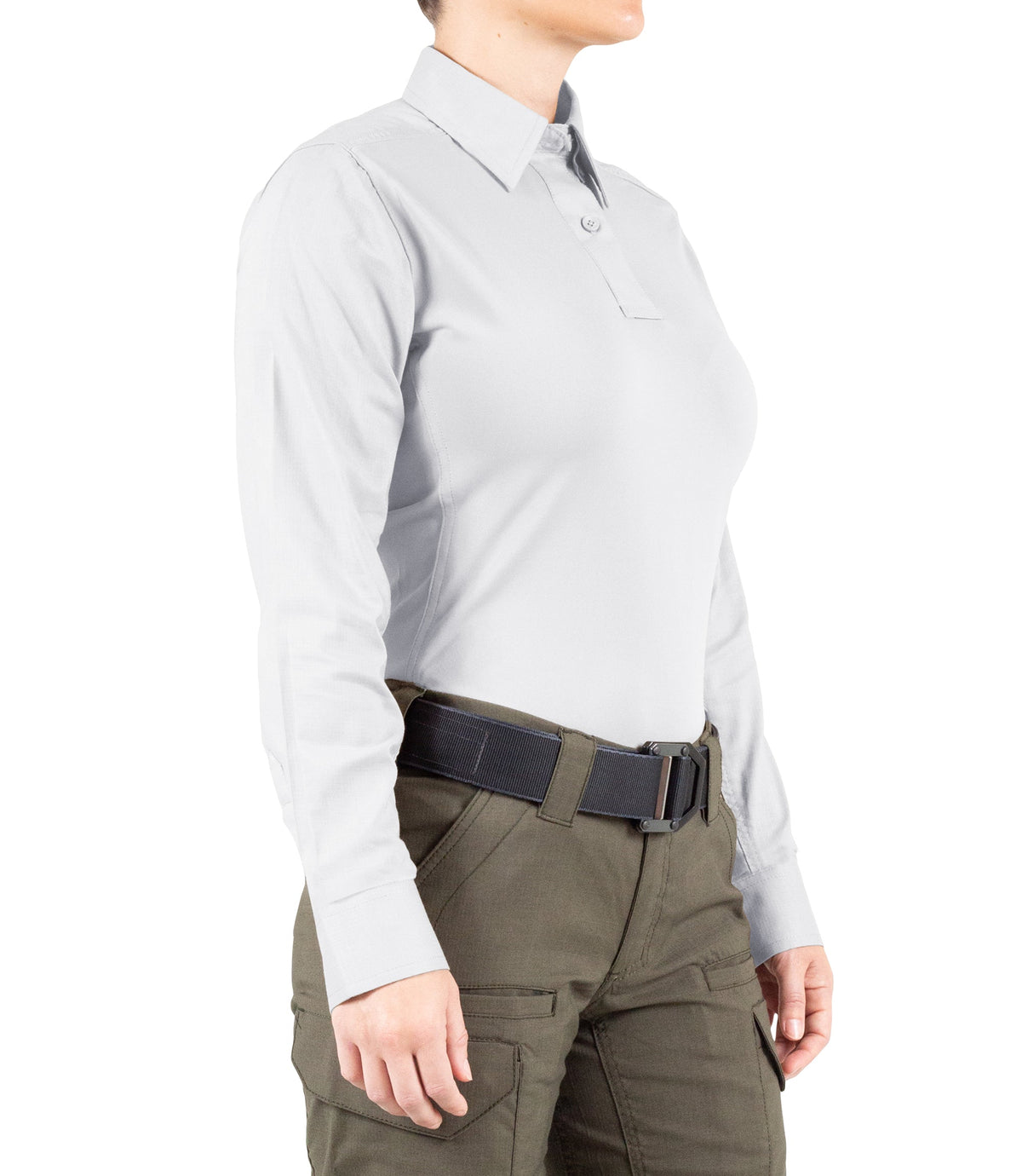 Side of Women's V2 Pro Performance Shirt in White |color_white