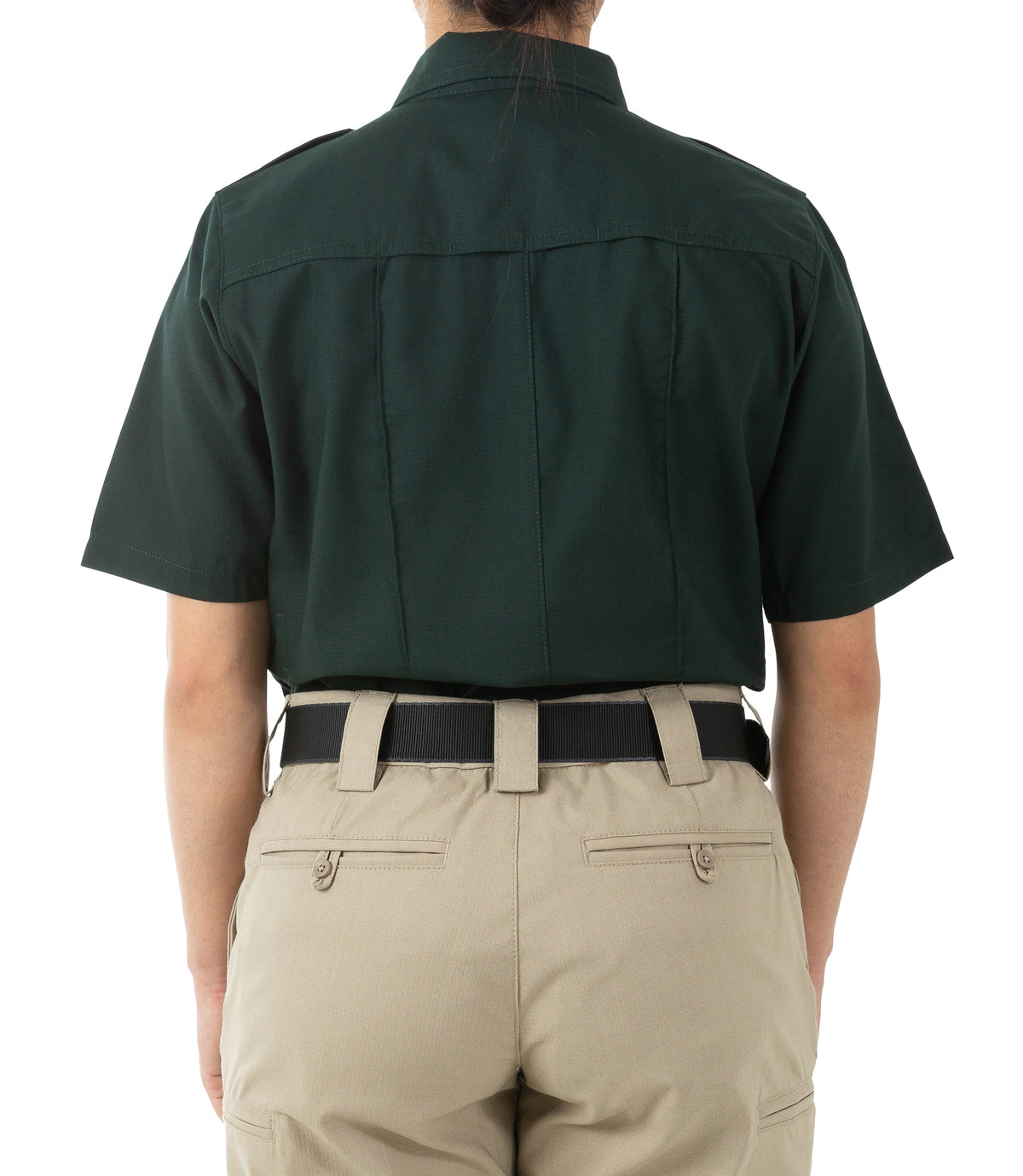 Back of Women's Pro Duty Uniform Short Sleeve Shirt in Spruce Green |color_spruce green
