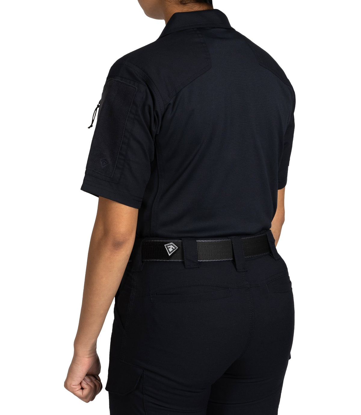Side of Women's V2 Responder SS Shirt in Midnight Navy |color_midnight navy