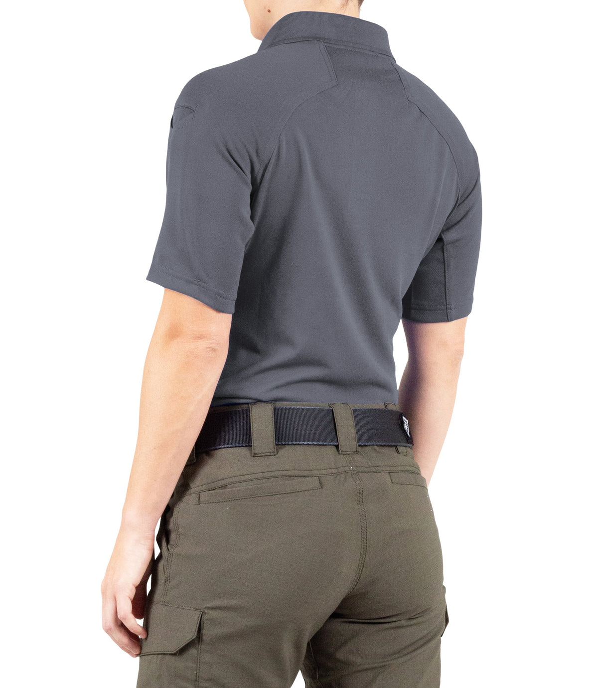 Side of Women's Performance Short Sleeve Polo in Asphalt |color_asphalt
