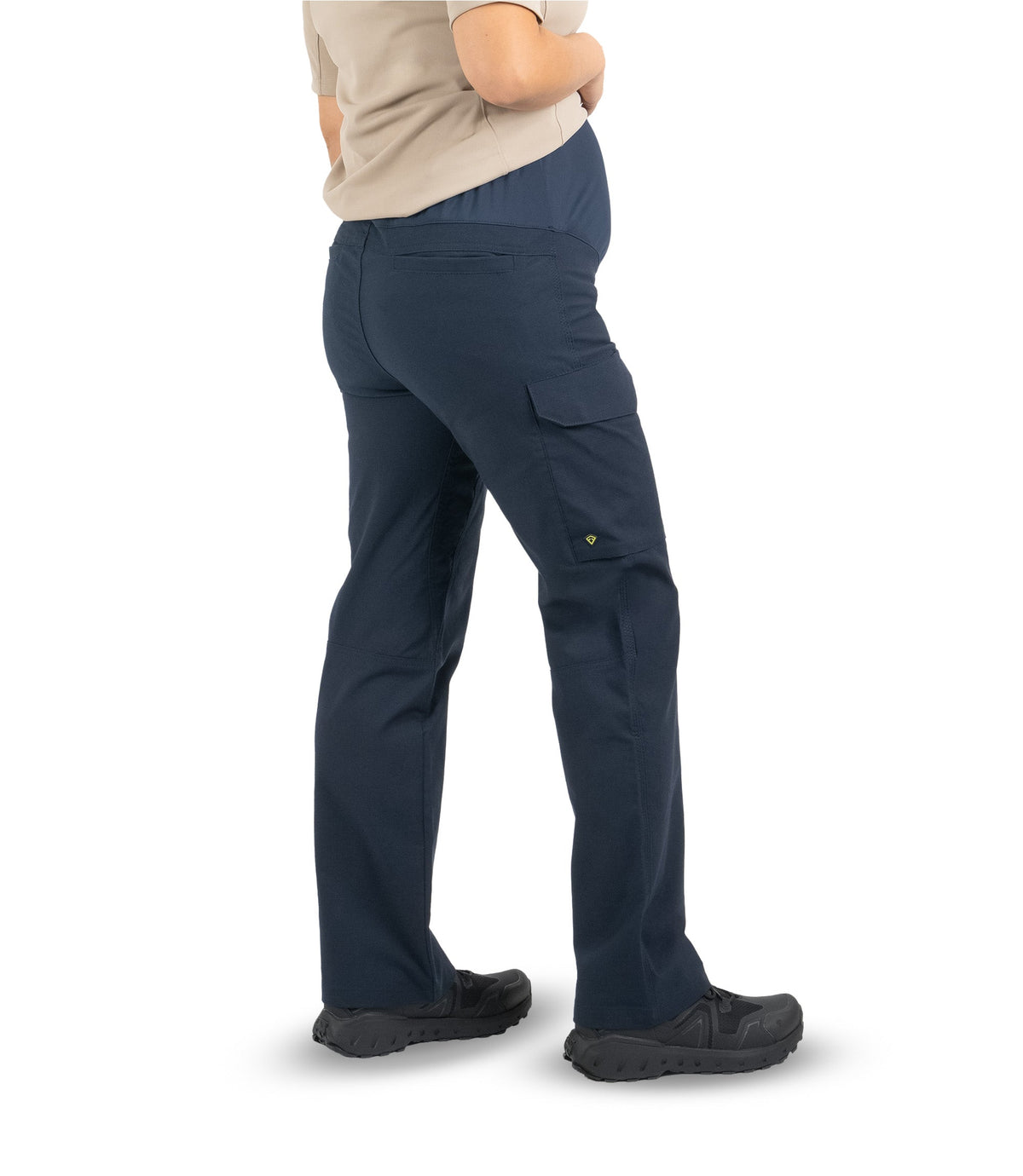 Back left 1/4 angle view of Women's V2 Tactical Maternity Pant in Midnight Navy |color_midnight nayy