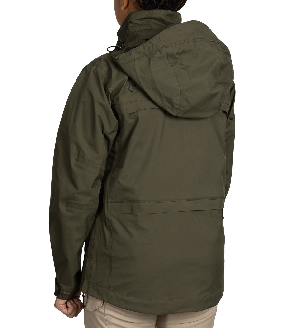 Left back side view of Womens Tactix 3-In-1 System Parka in OD Green|color_od green