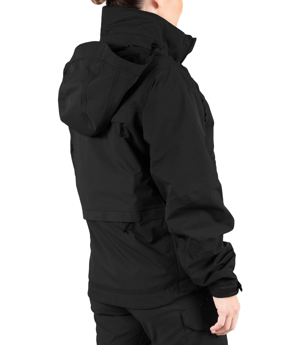 Right back side of Womens Tactix 3-In-1 System Jacket in Black|color_black