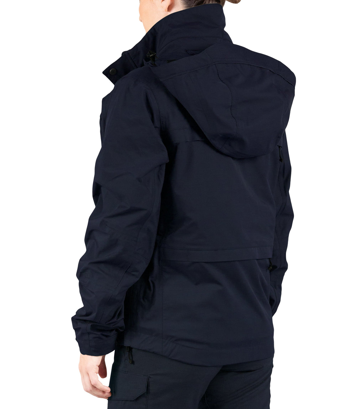 Left back side view of Womens Tactix 3-In-1 System Jacket in Midnight Navy|color_midnight navy