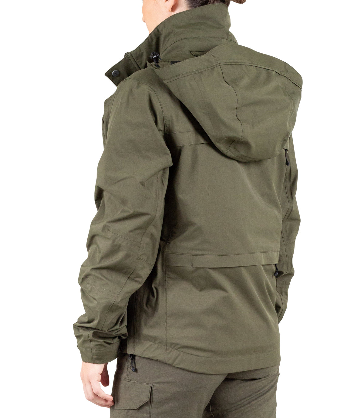 Left back side view of Womens Tactix 3-In-1 System Jacket in OD Green|color_od green