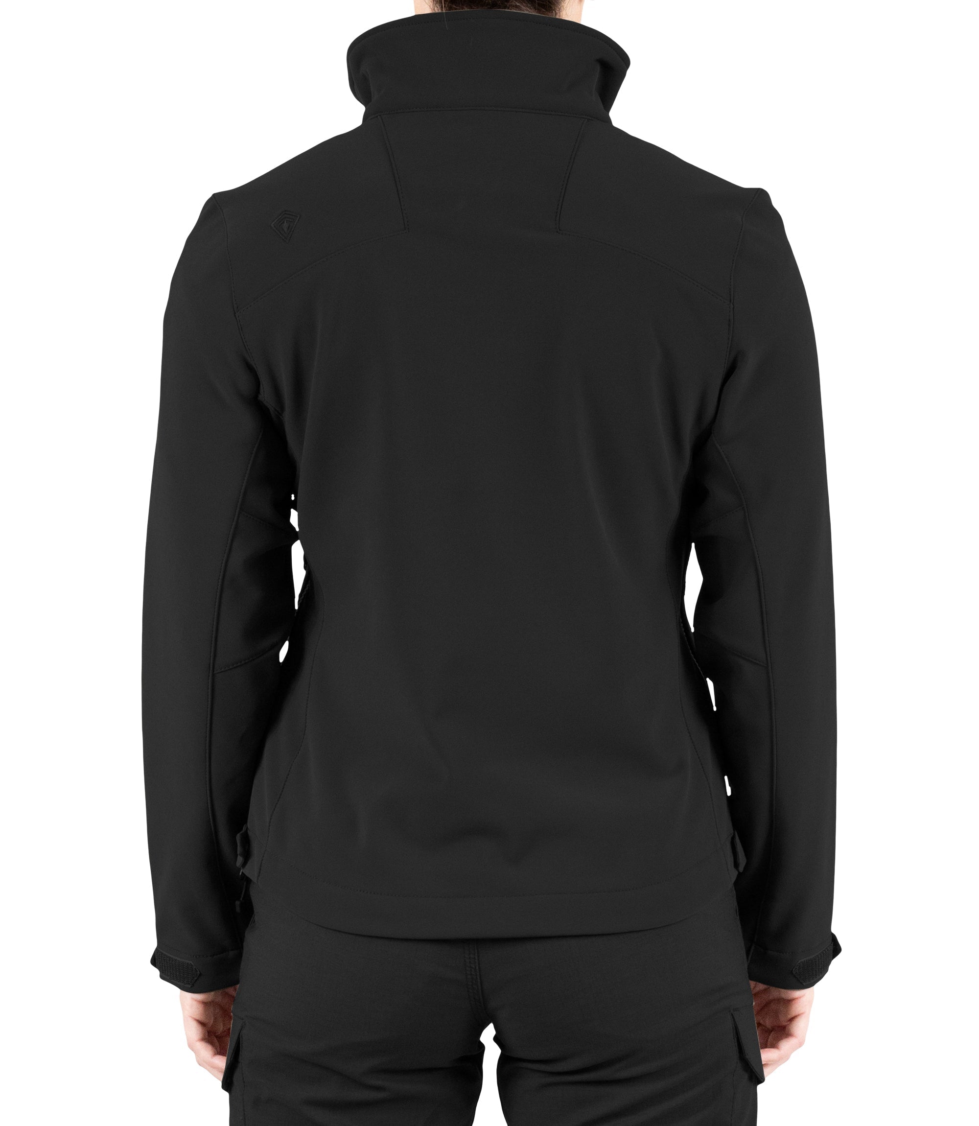 Back view of Womens Tactix Softshell Jacket in Black|color_black