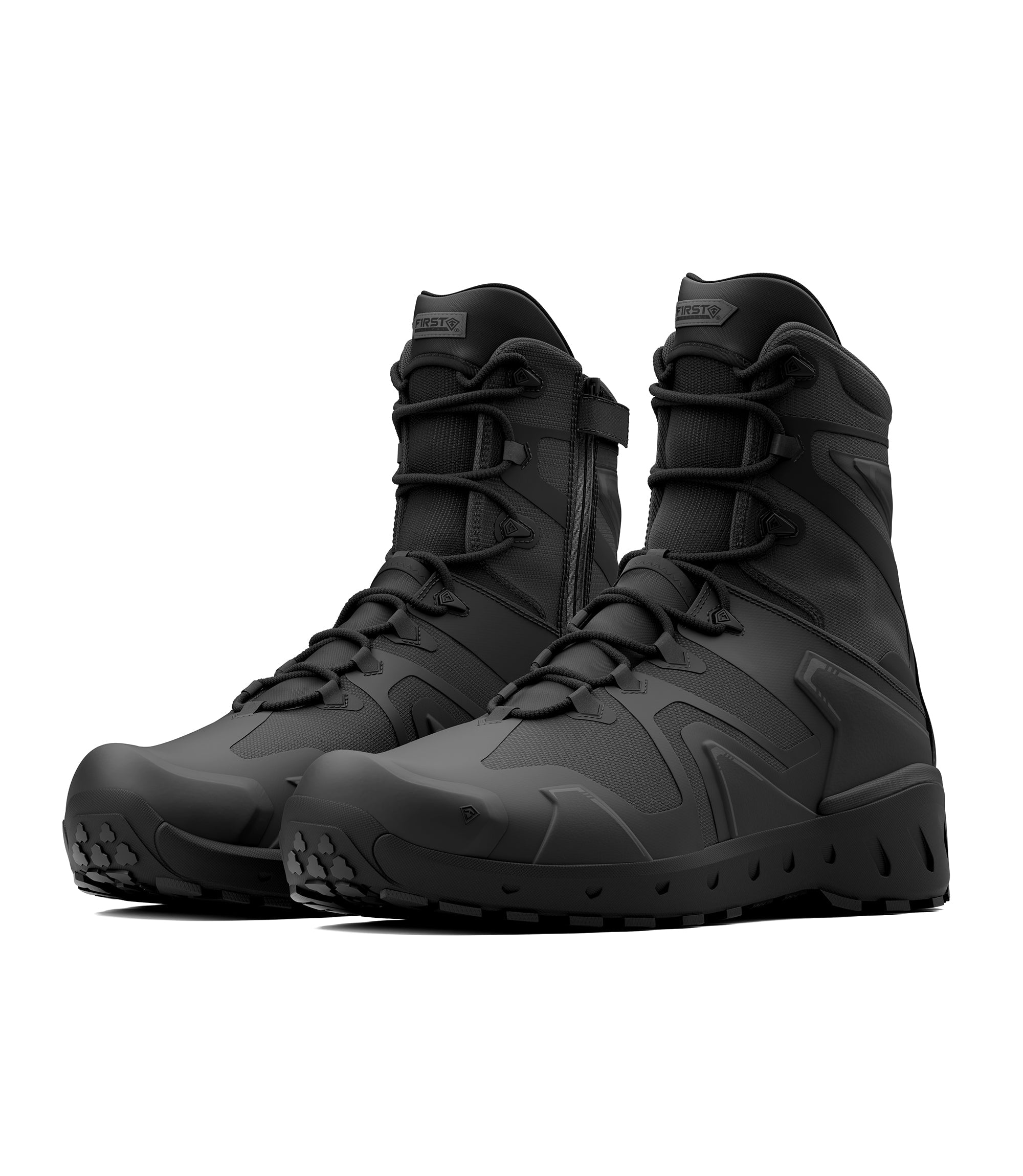 Side by side photo of Men's 8" AERO-TAC Side-Zip boot in black|color_black
