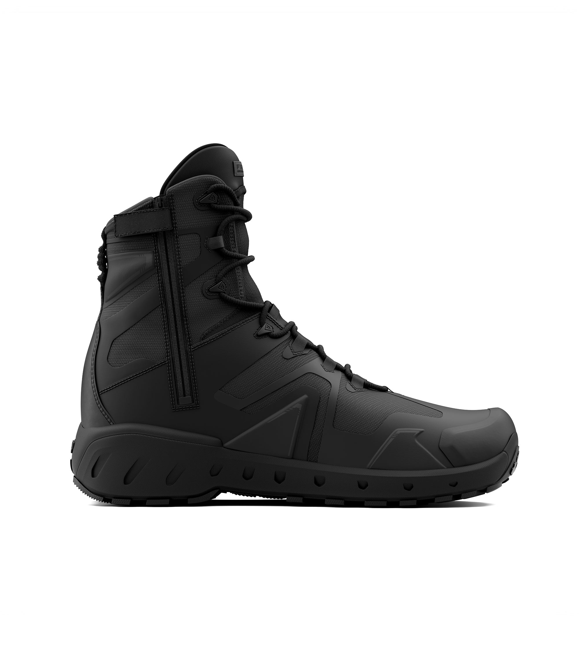 Side view photo of Men's 8" AERO-TAC H?O Side-Zip Boot in black|color_black