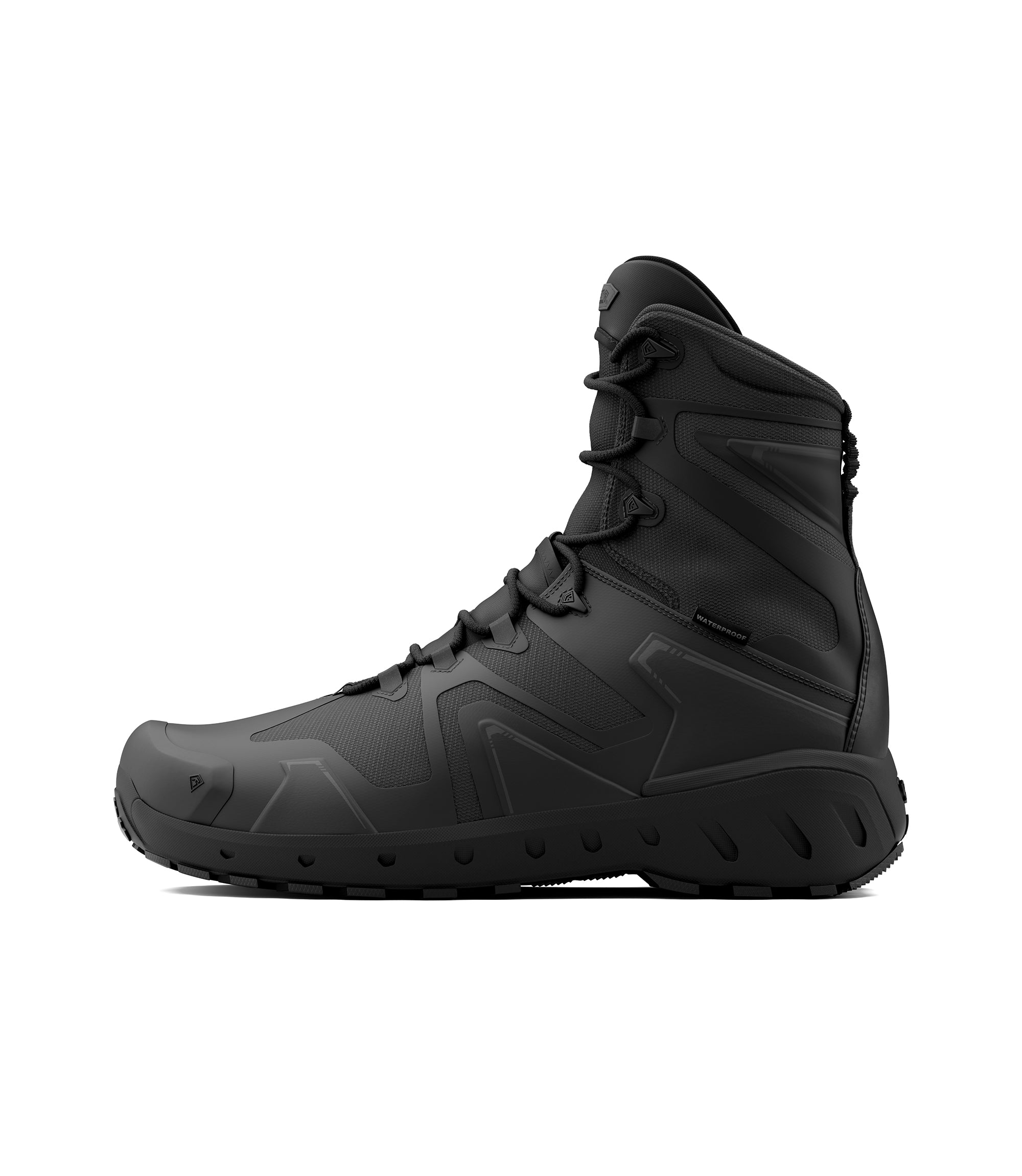 Side view photo of Men's 8" AERO-TAC H?O Side-Zip Boot in black|color_black