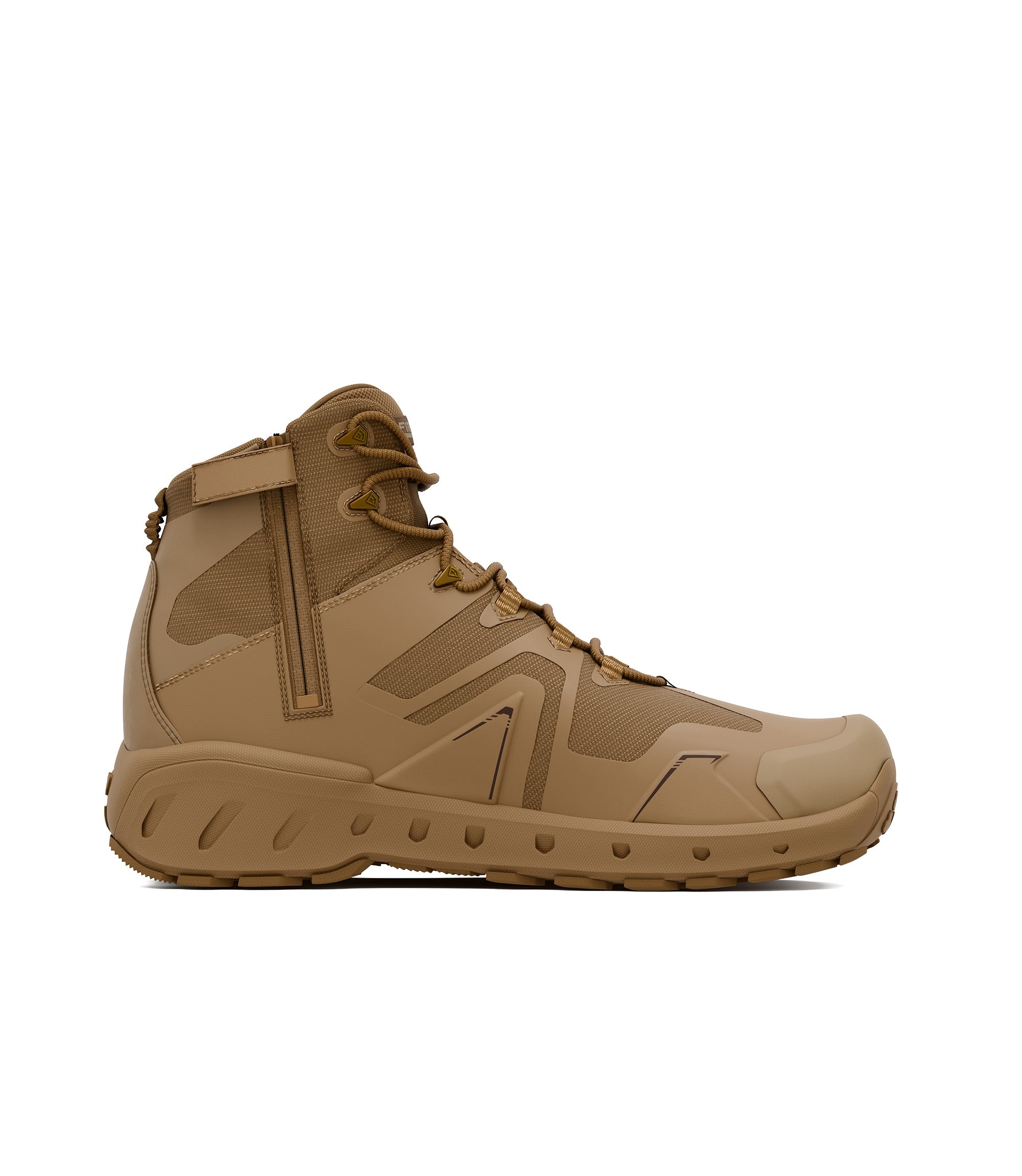 Left side view of 5 inch side-zip mid boot in color coyote|color_coyote