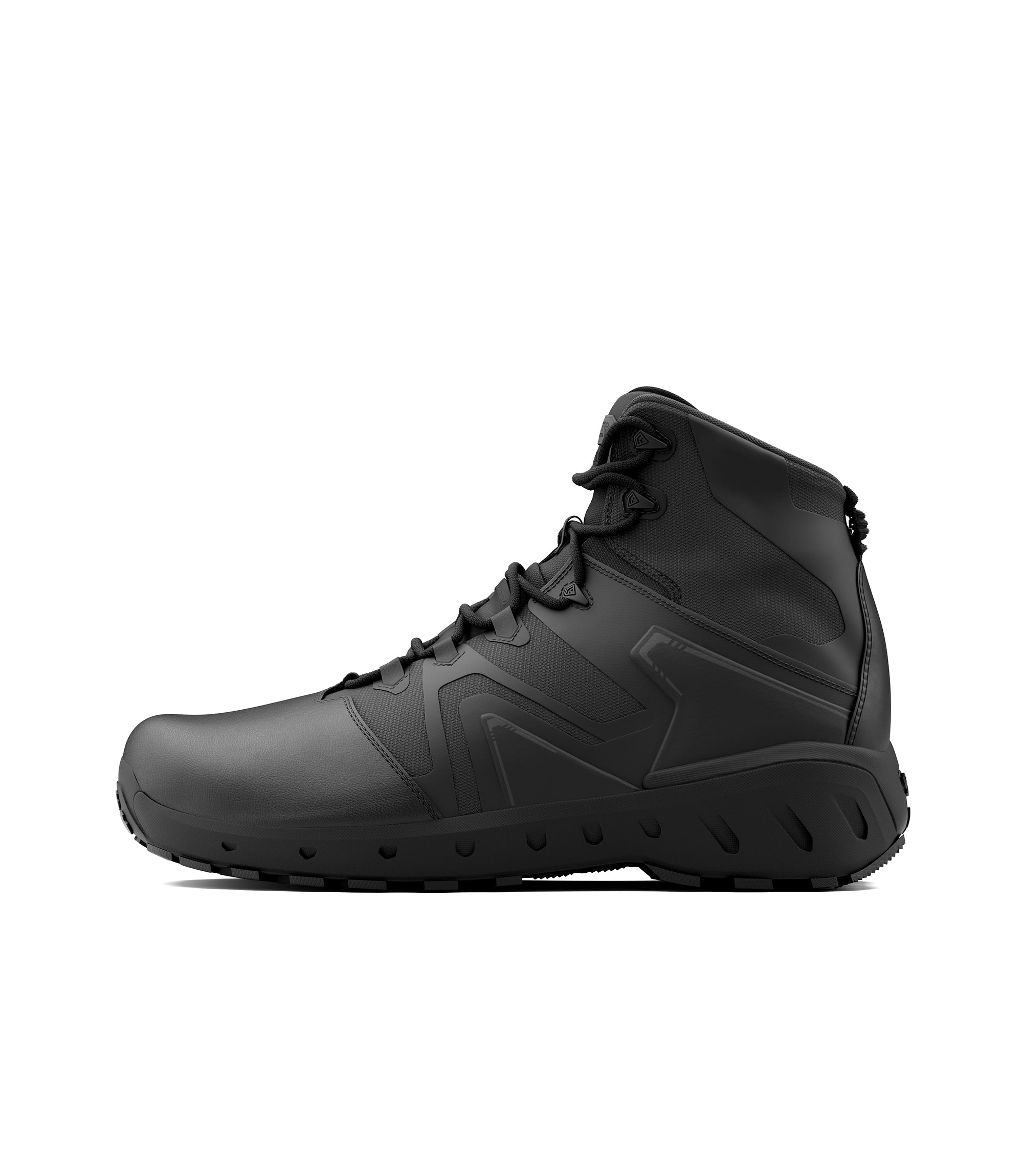 Right side view of 5 inch AERO-TAC polished side-zip boot in color black|color_black