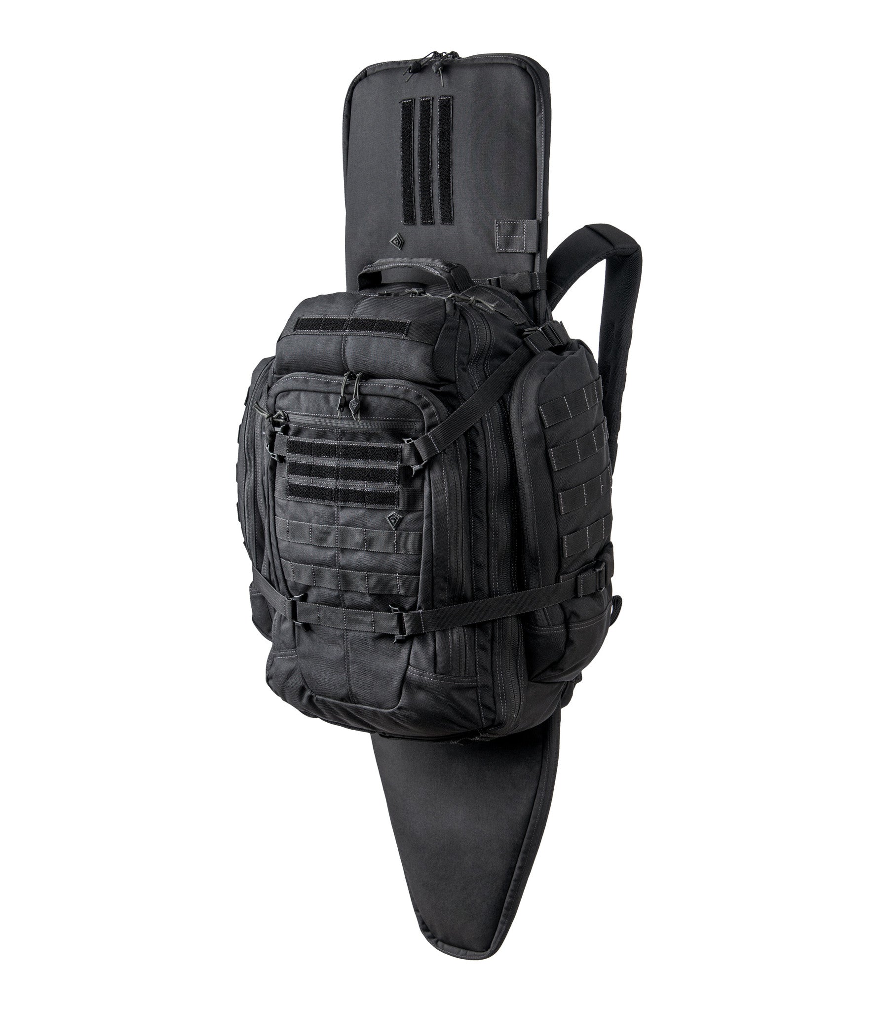 Front of Specialist 3-Day Backpack 56L in Black with Rifle Sleeve |color_black