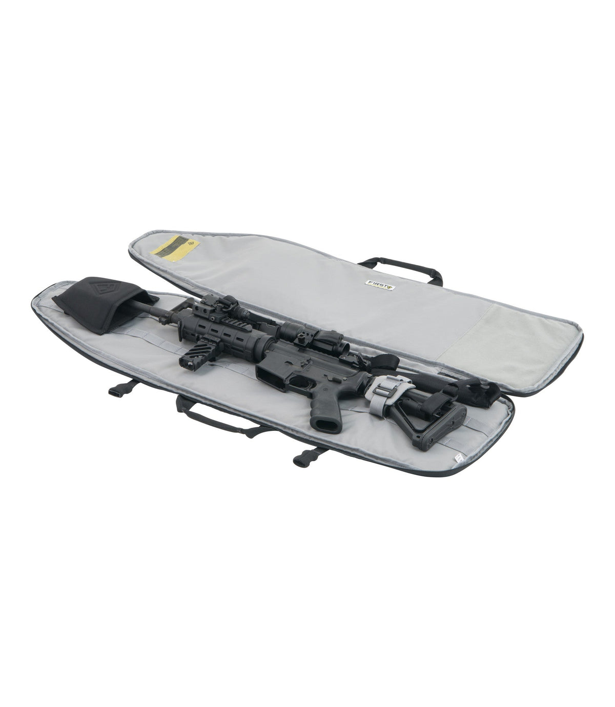 Rifle Sleeve 36 Inch in Black Open with Gun |color_black