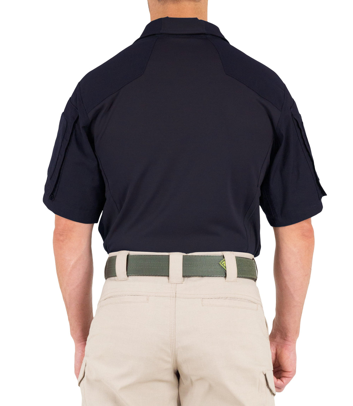 Back of Men's Defender Short Sleeve Shirt in Midnight Navy |color_midnight navy