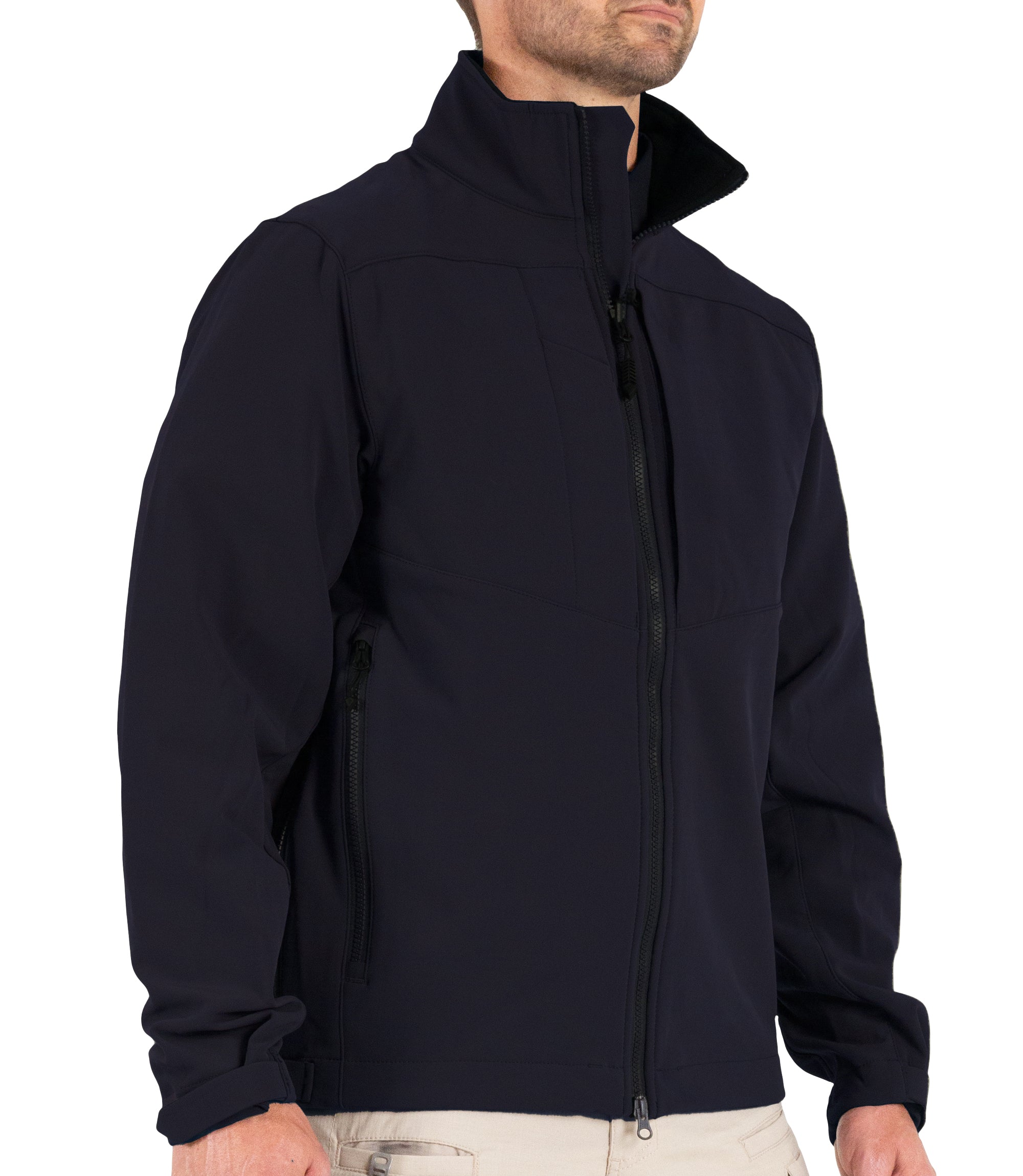 Side of Mens Tactix Softshell Jacket (Parka Length) in Midnight Navy |color_midnight navy