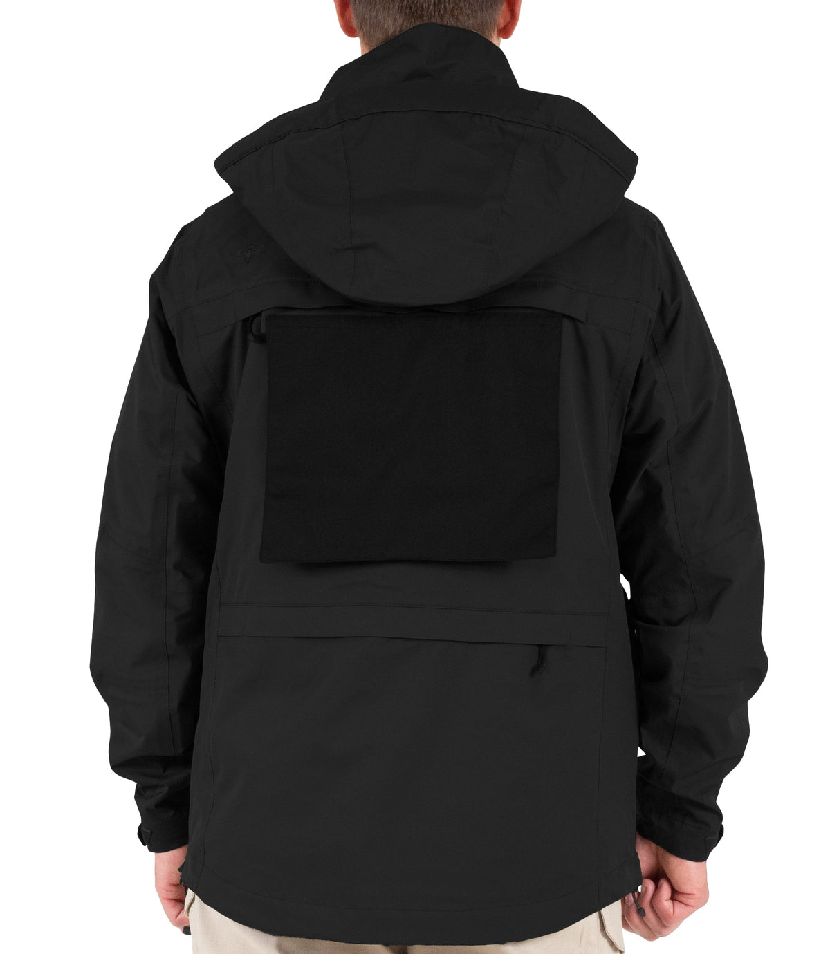 Back View of Pullout Panel for Mens Tactix System Parka in Black |color_black