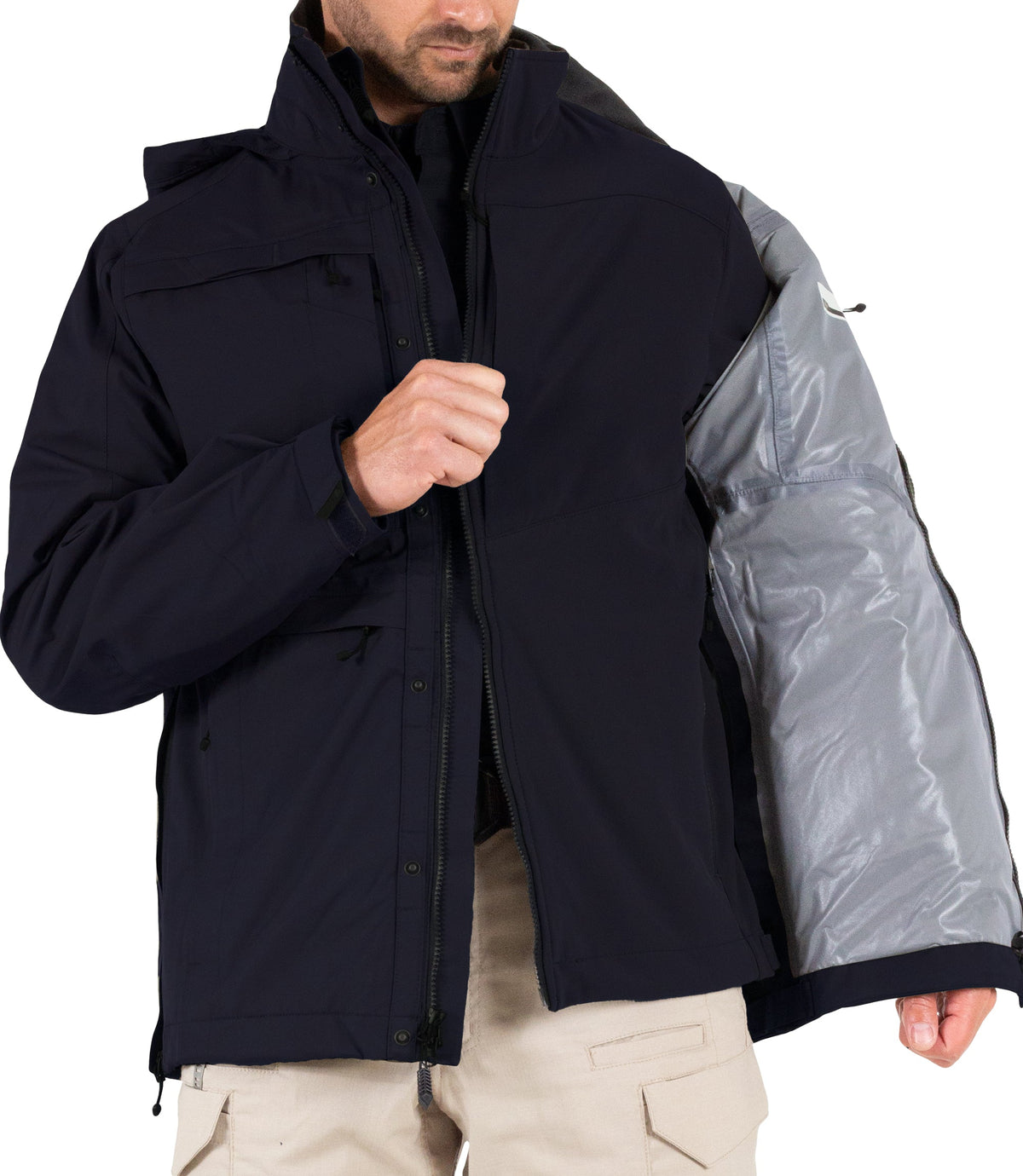 Softshell Jacket Zipper Mens Tactix System Parka in Midnight Navy |color_midnight navy