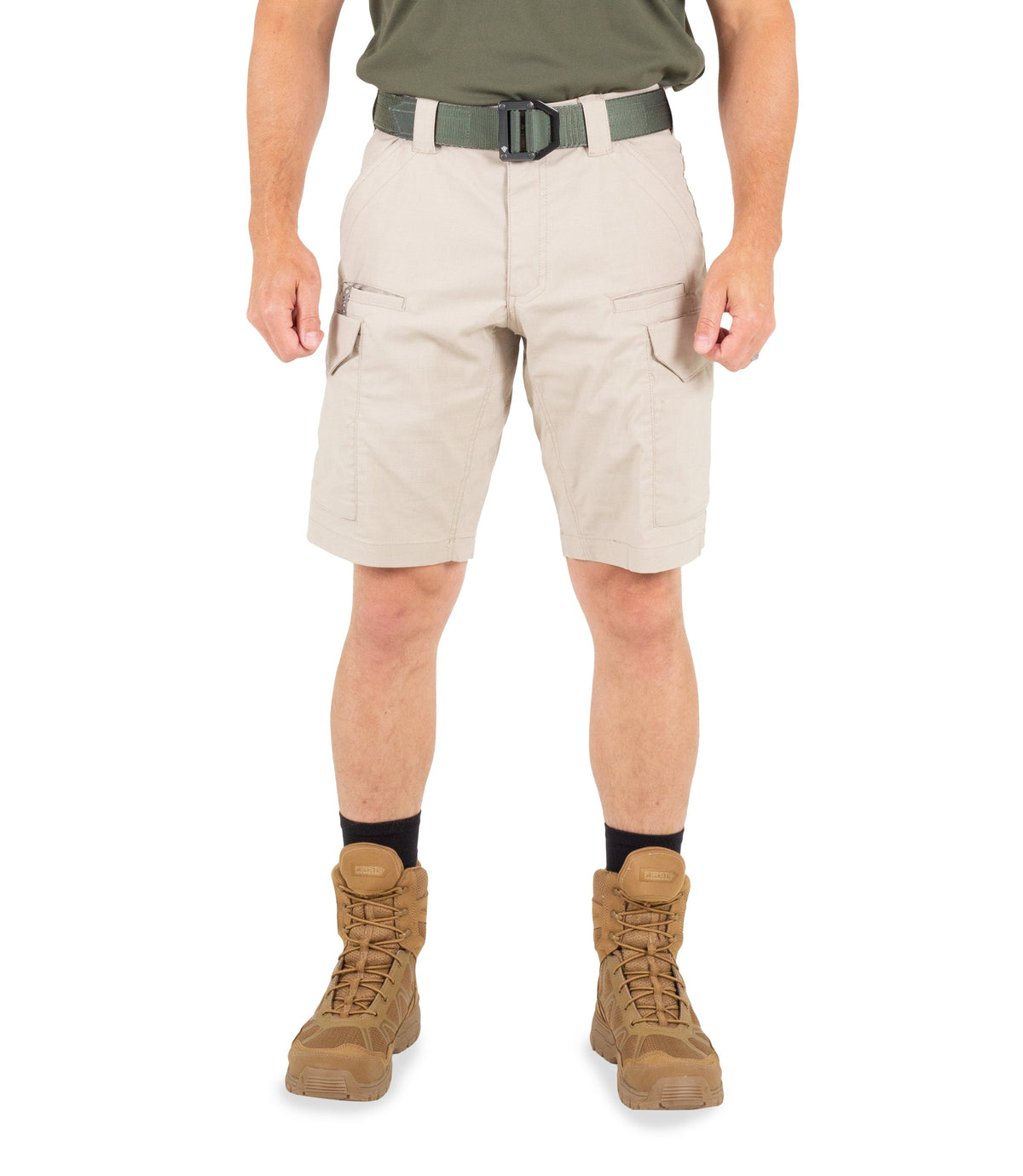Front of Men's V2 Tactical Short in Khaki |color_khaki