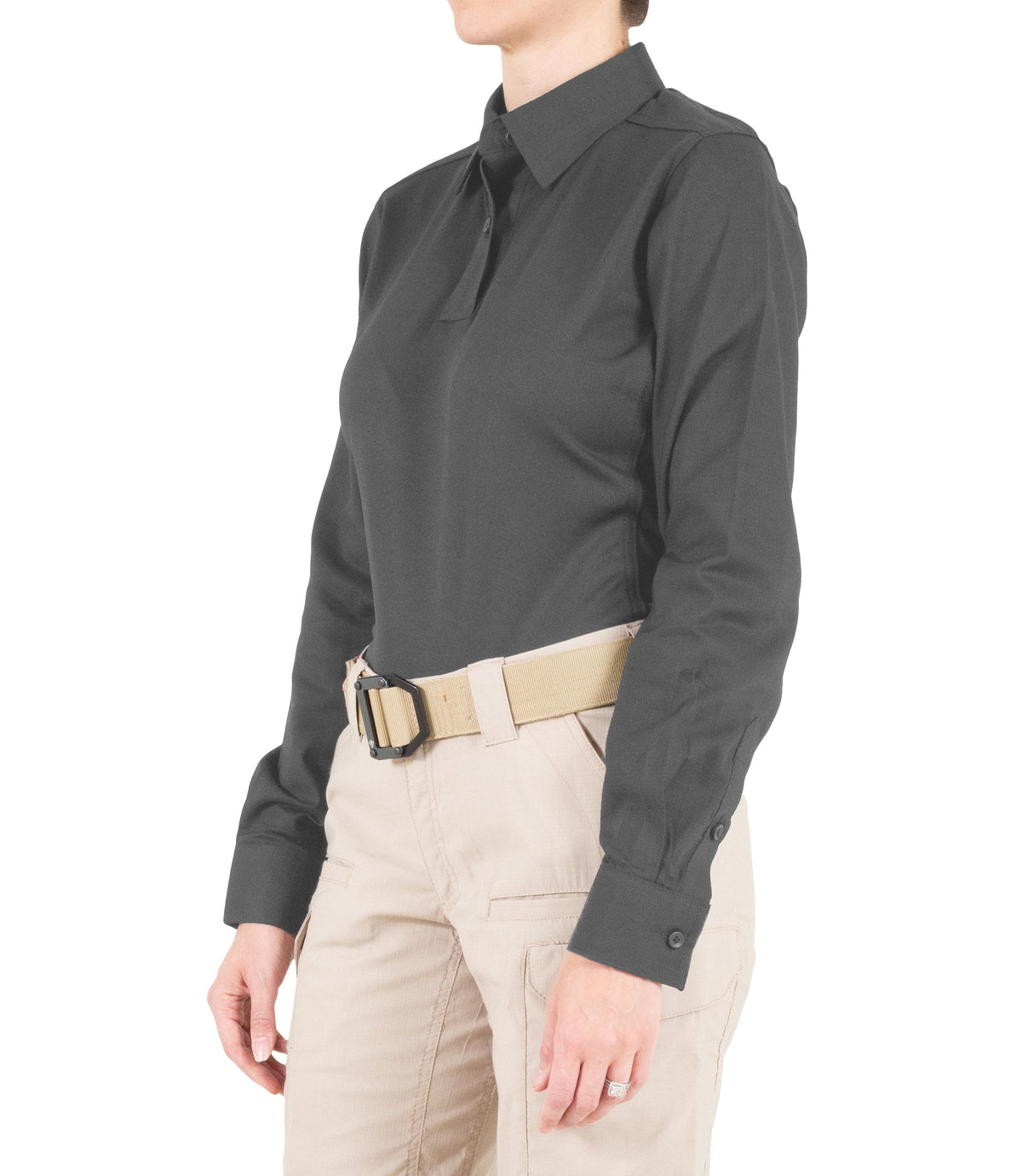Side of Women's V2 Pro Performance Shirt in Wolf Grey |color_wolf grey