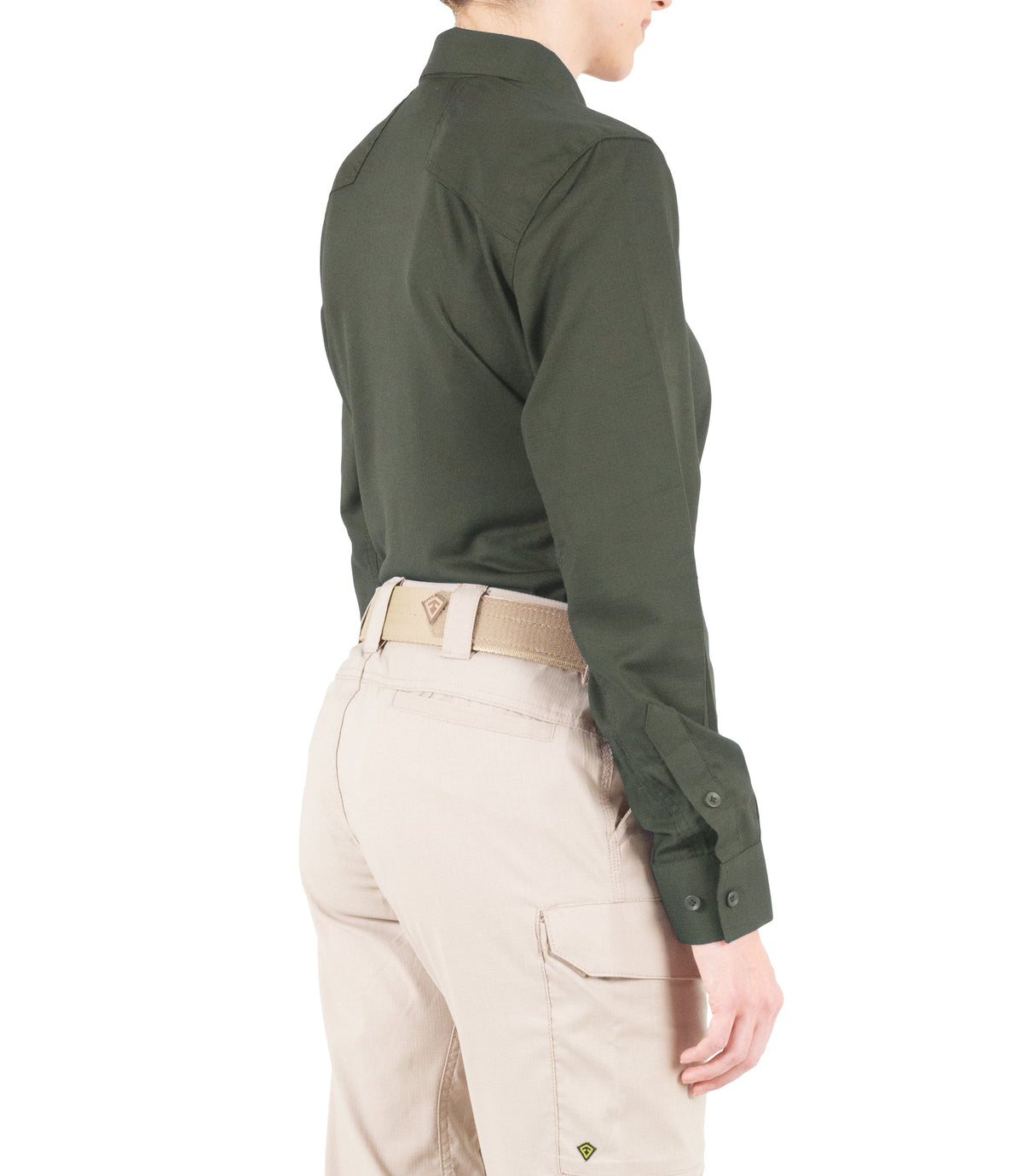 Side of Women's V2 Pro Performance Shirt in OD Green |color_od green