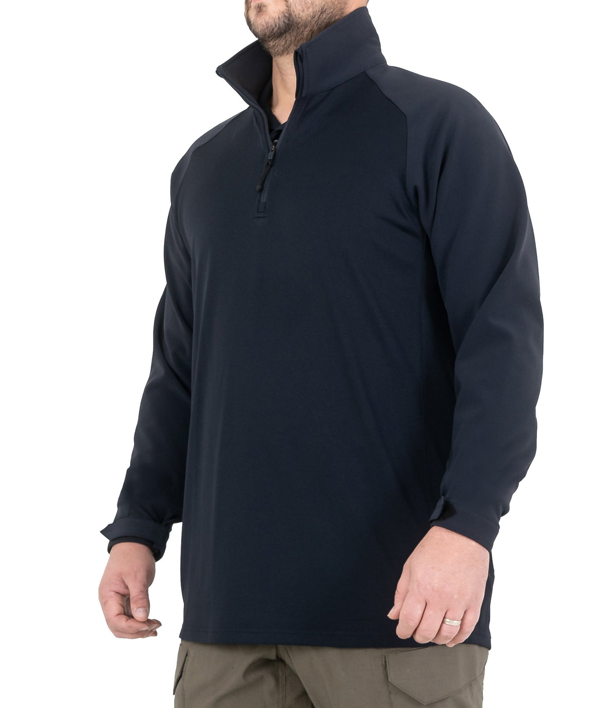 Side of Men's Pro Duty Pullover in Midnight Navy |color_midnight navy