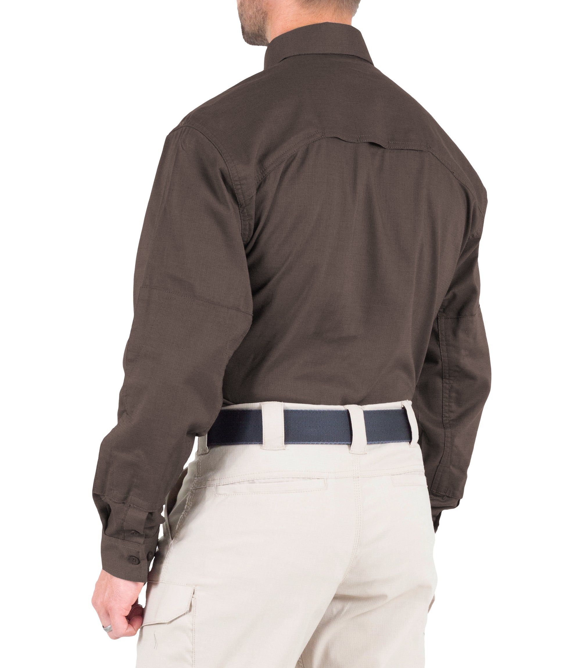 Side of Men's V2 Tactical Long Sleeve Shirt in Kodiak Brown |color_kodiak brown