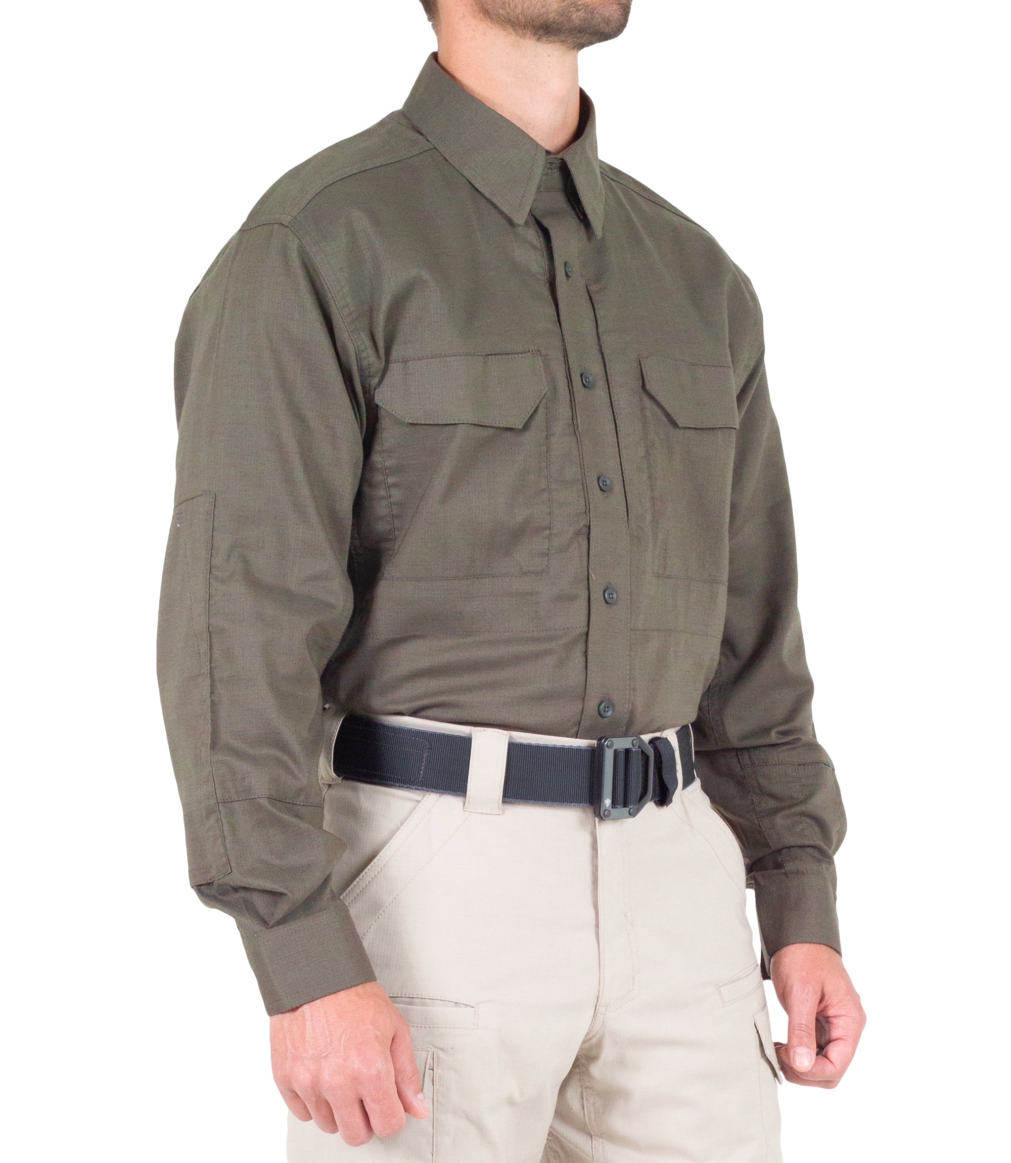 Side of Men's V2 Tactical Long Sleeve Shirt in Ranger Green |color_ranger green