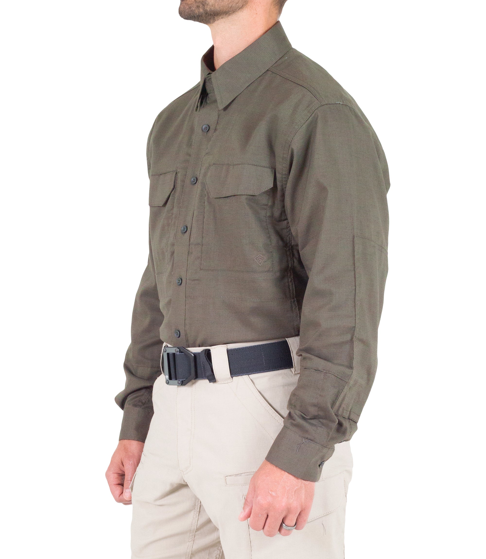 Side of Men's V2 Tactical Long Sleeve Shirt in Ranger Green |color_ranger green
