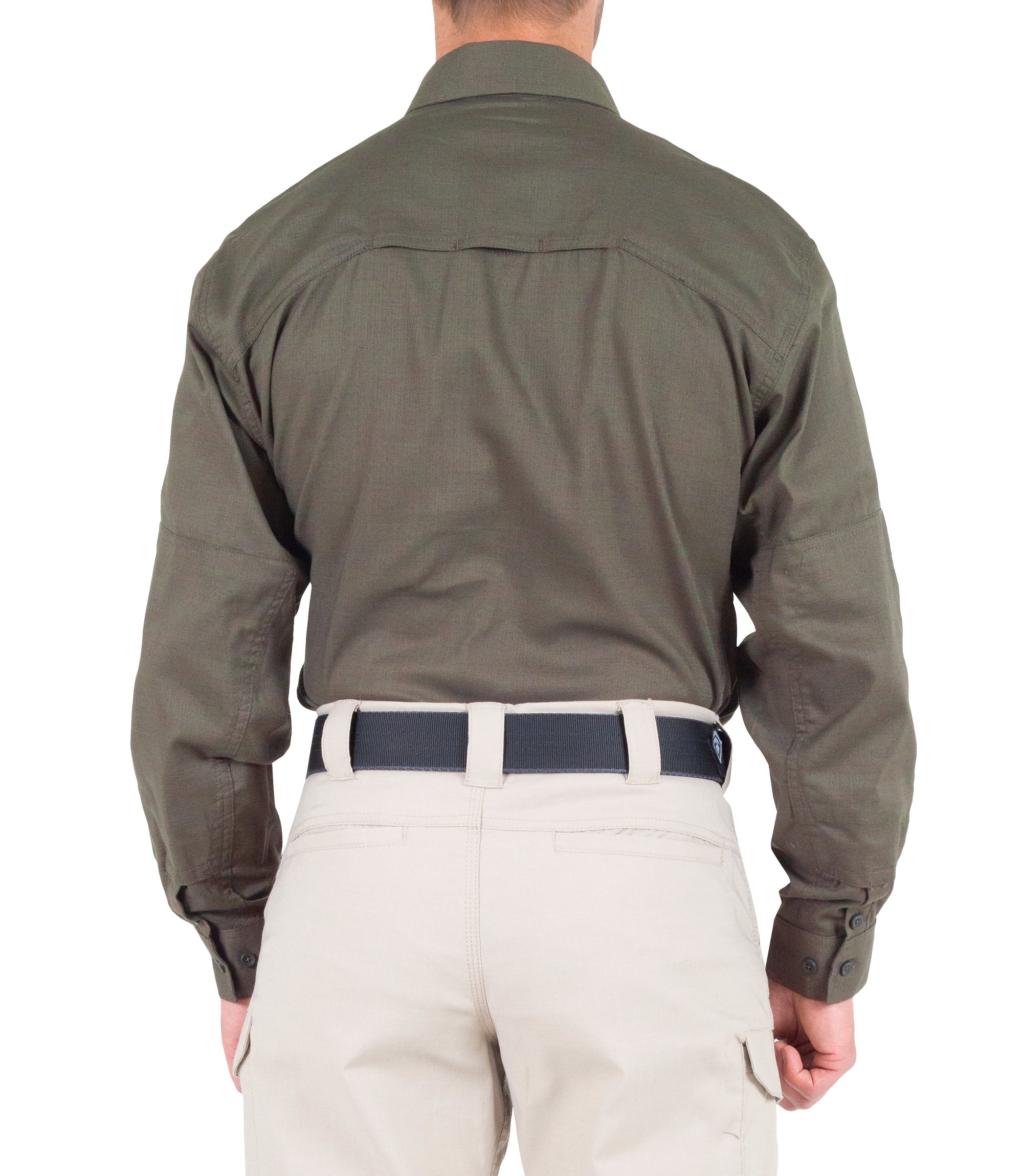 Back of Men's V2 Tactical Long Sleeve Shirt in Ranger Green |color_ranger green