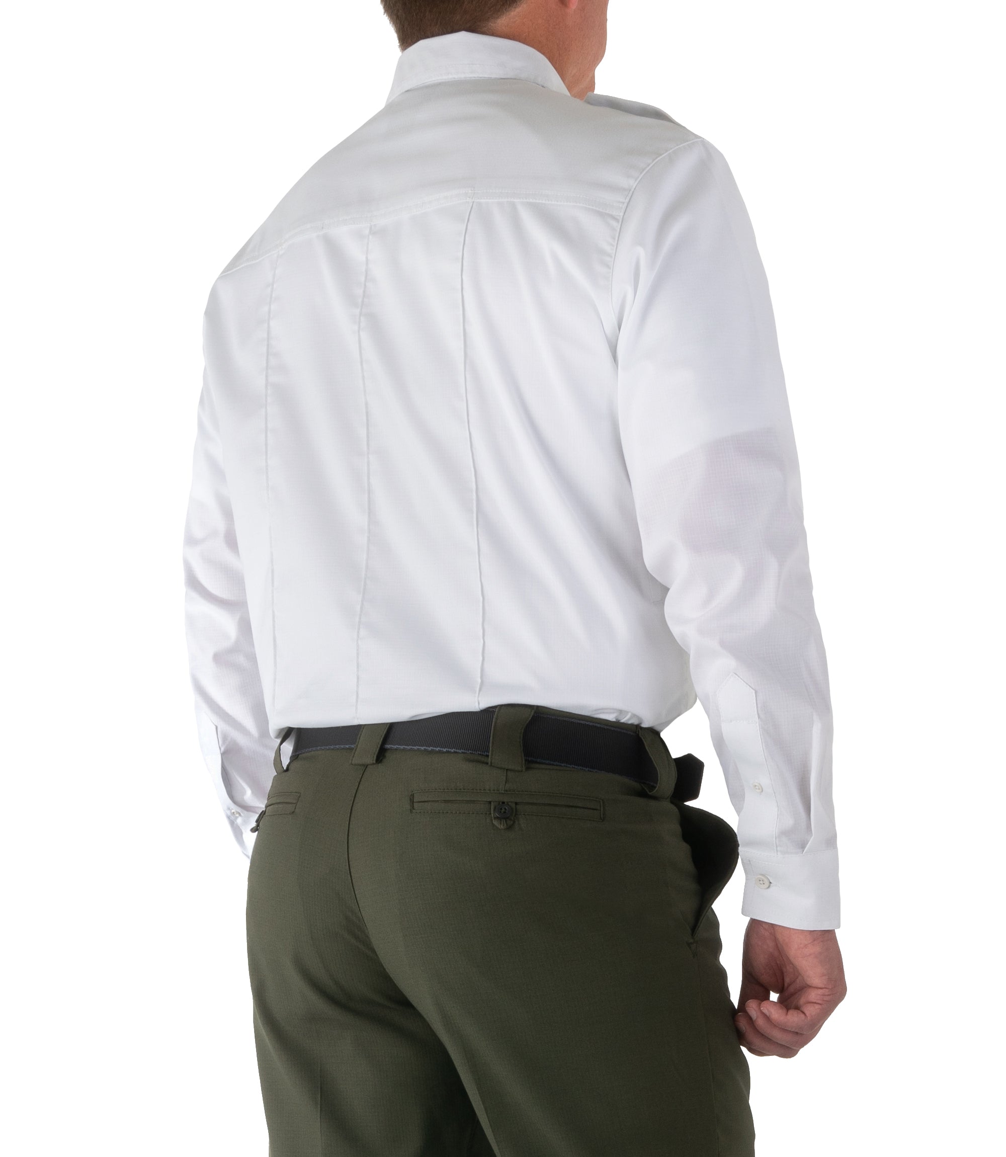 Side of Men's Pro Duty Uniform Shirt in White |color_white