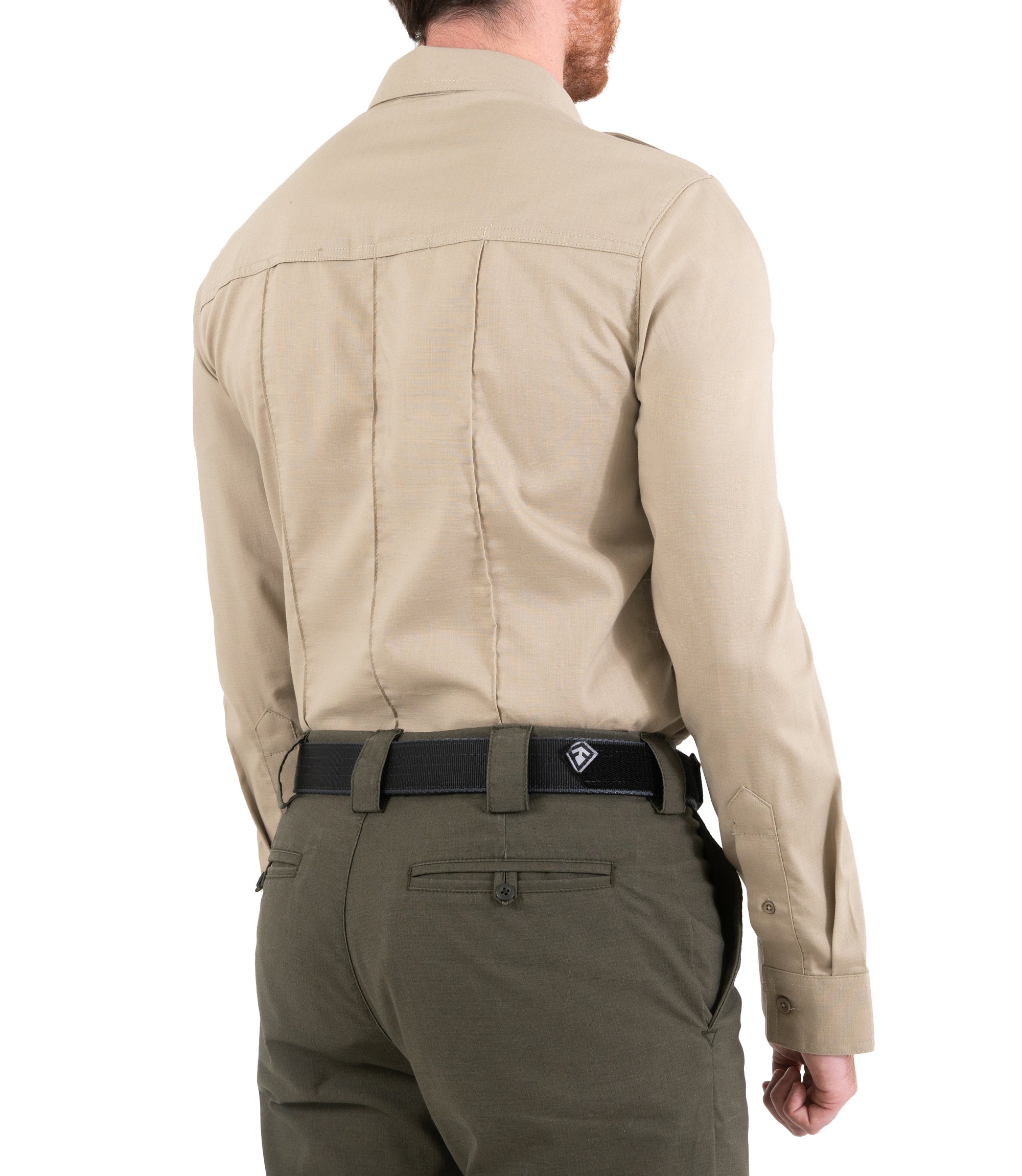 Side of Men's Pro Duty Uniform Shirt in Silver Tan |color_silver tan