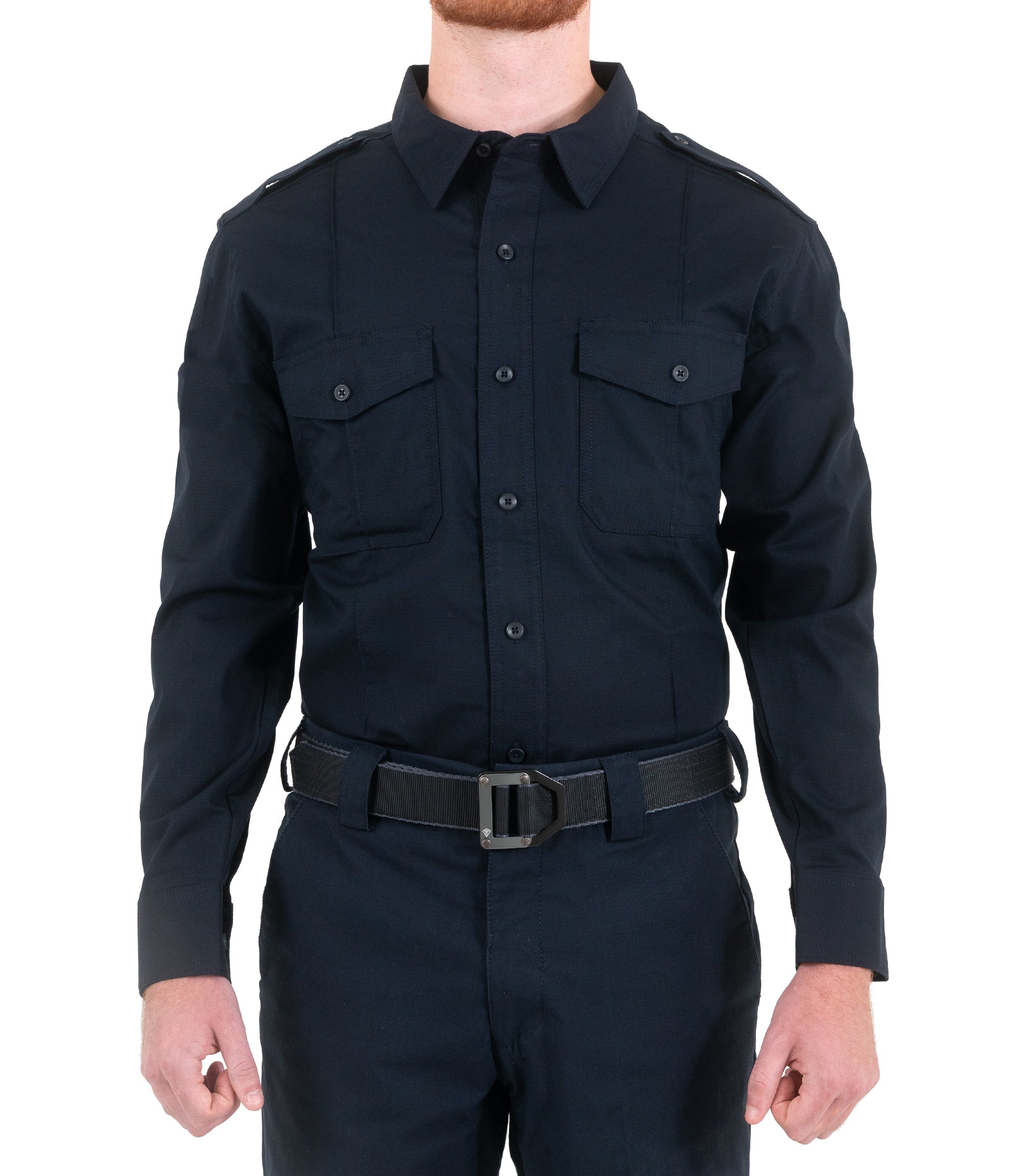 Front of Men's Pro Duty Uniform Shirt in Midnight Navy |color_midnight navy