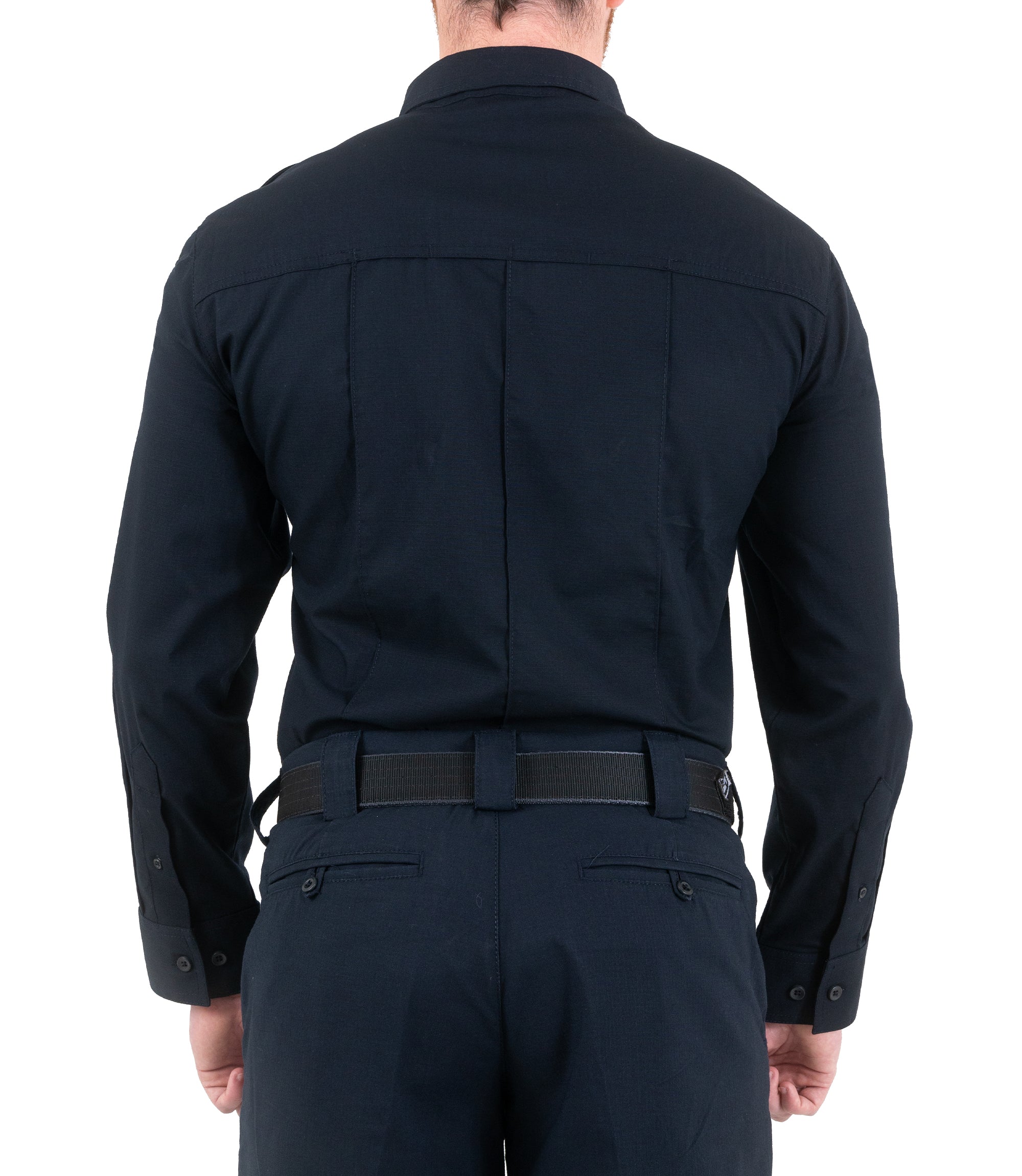 Back of Men's Pro Duty Uniform Shirt in Midnight Navy |color_midnight navy