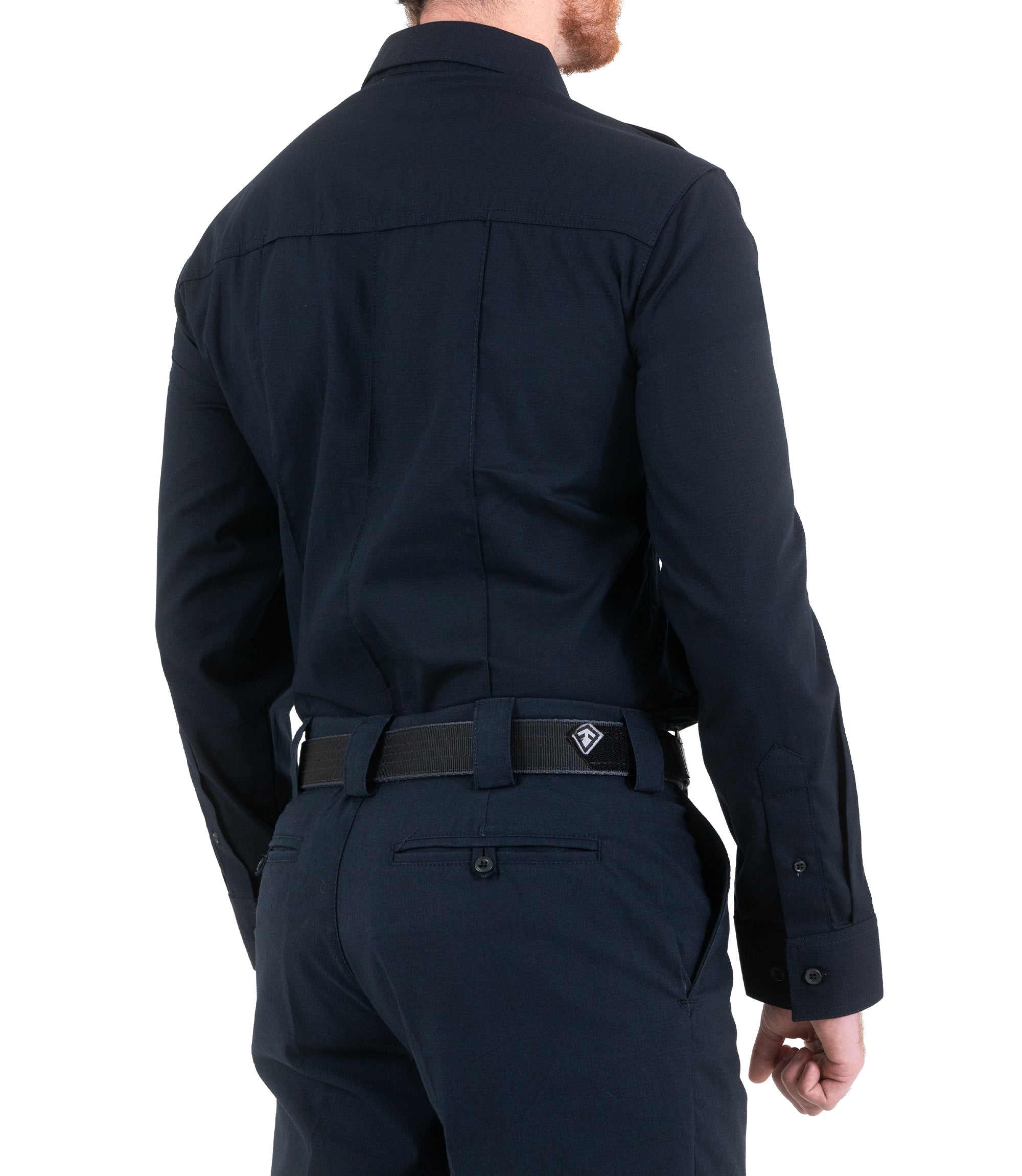Side of Men's Pro Duty Uniform Shirt in Midnight Navy |color_midnight navy