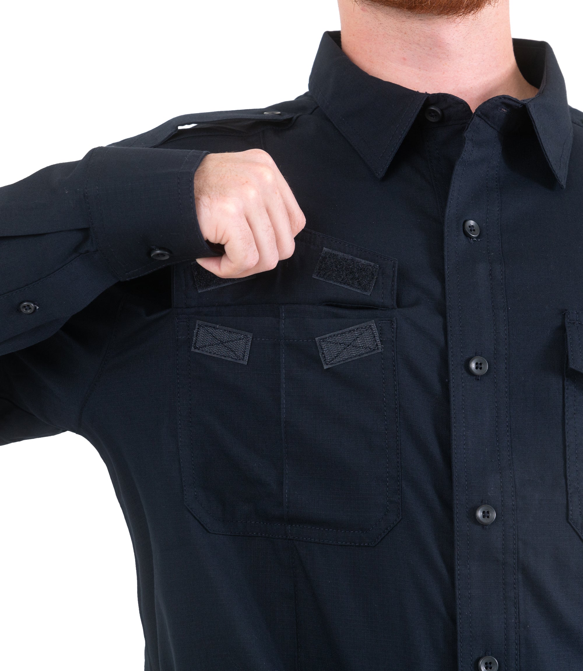 Pocket of Men's Pro Duty Uniform Shirt in Midnight Navy |color_midnight navy